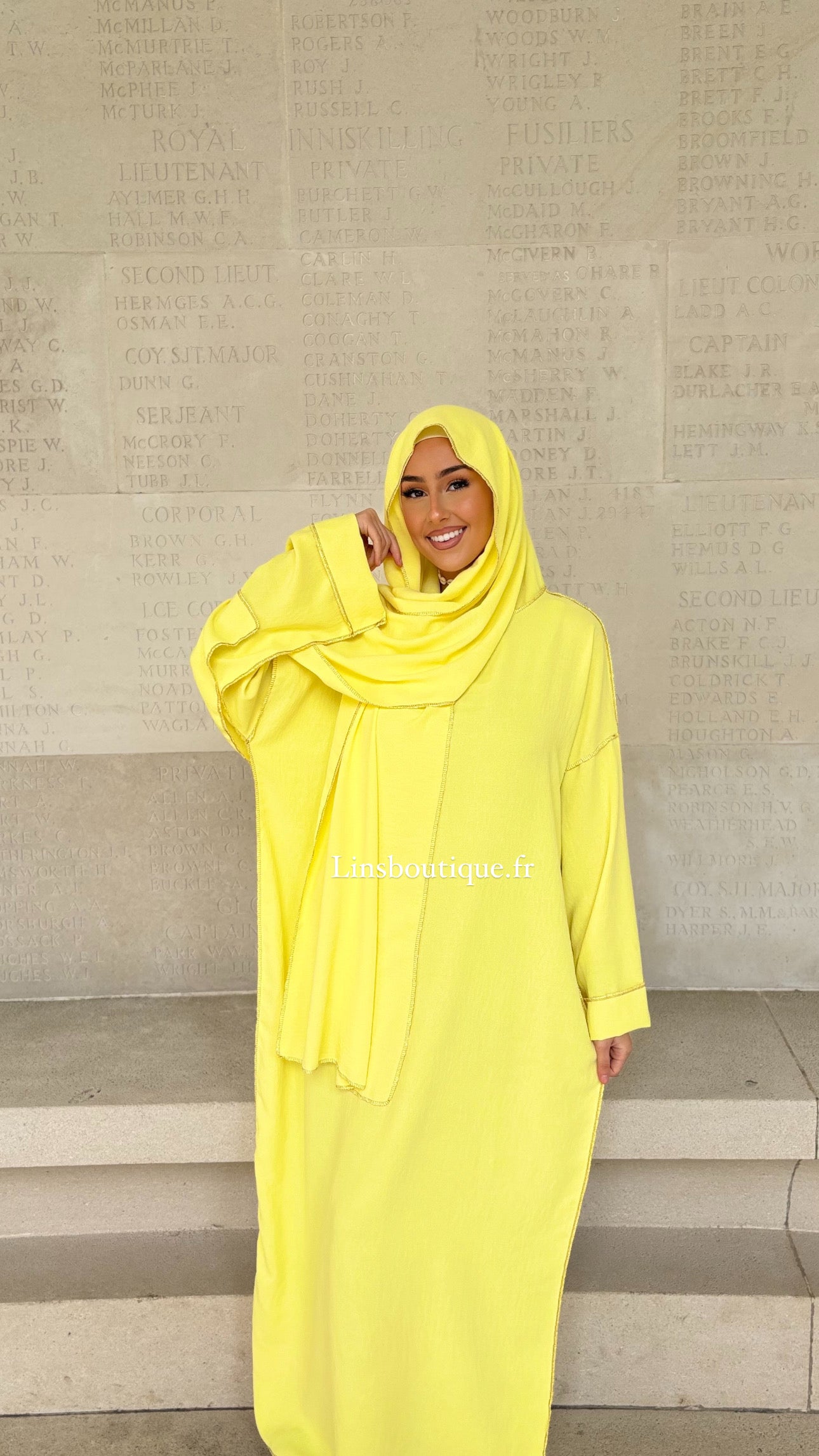 Abaya with integrated veil in Jazz - chick yellow