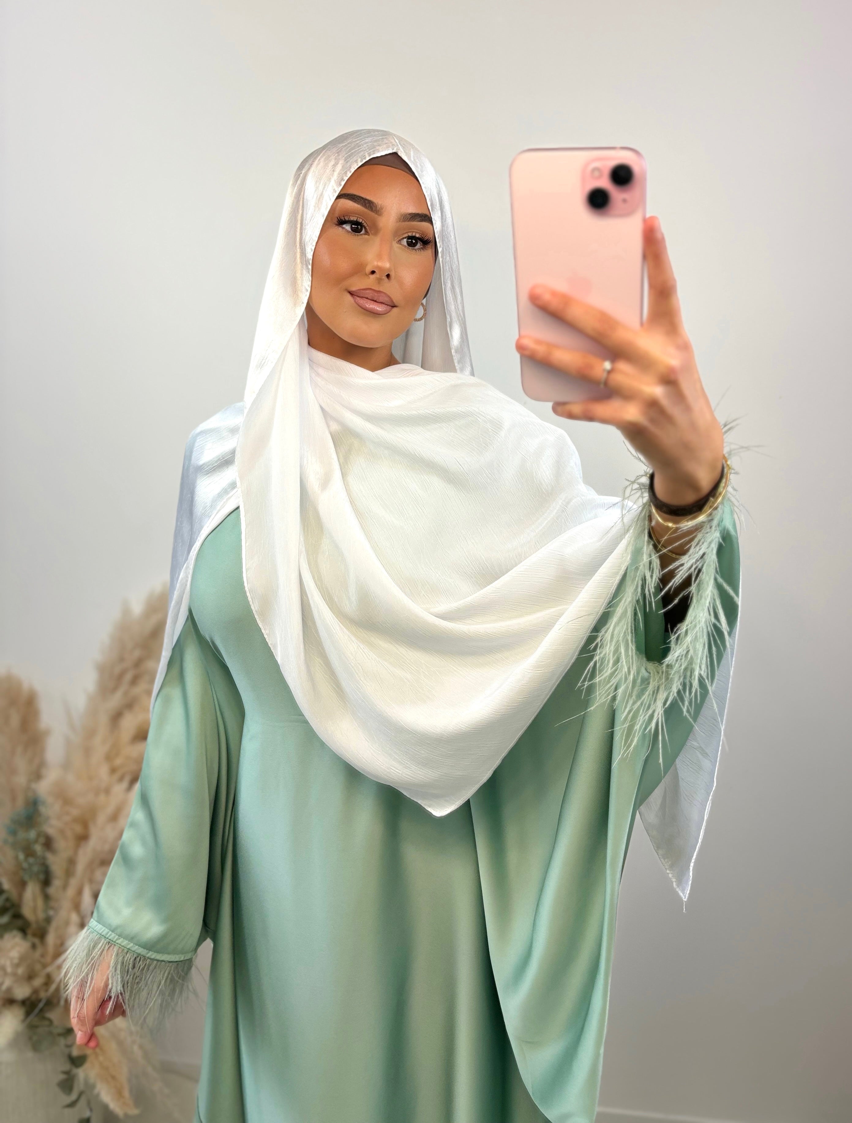 Reversible satin veil - White