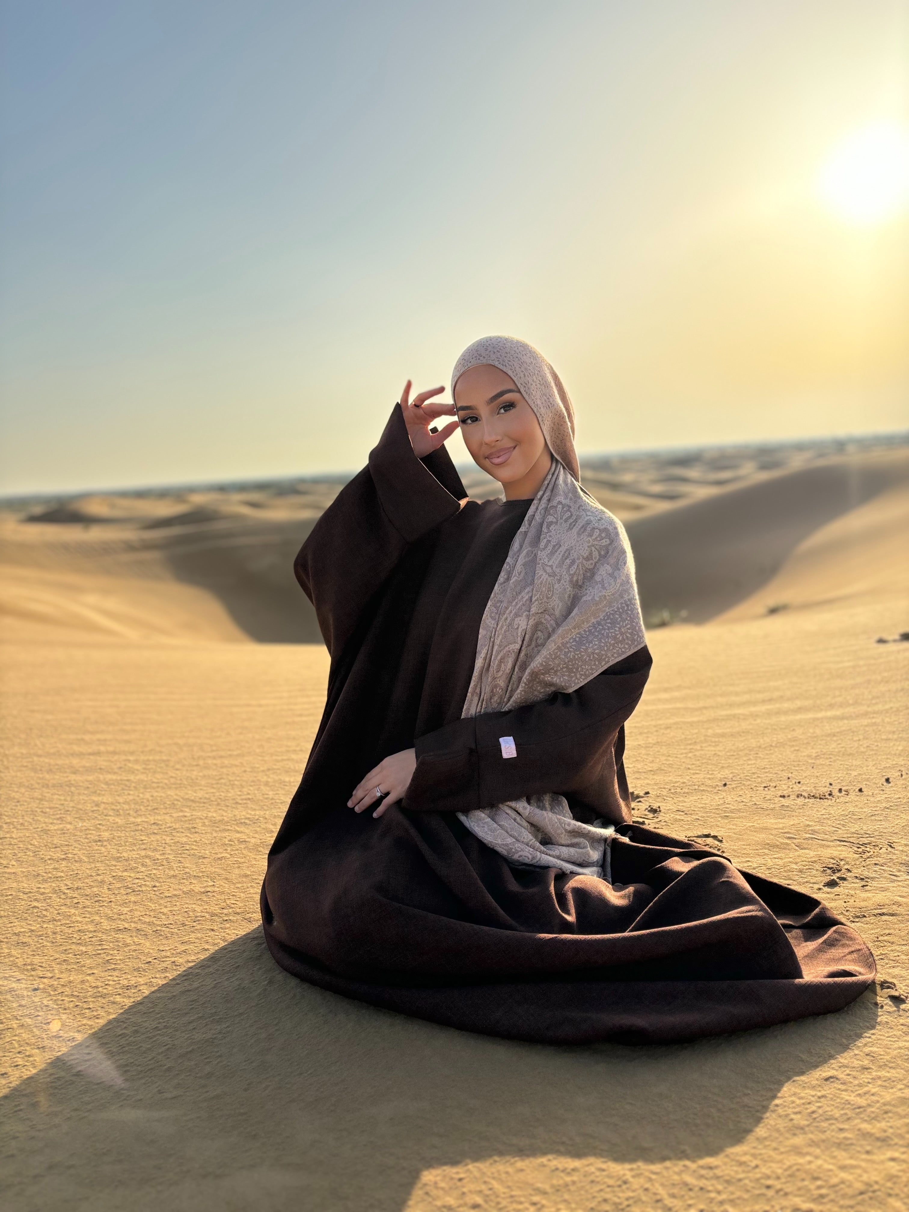 Abaya lin LIN’S B - marron foncé