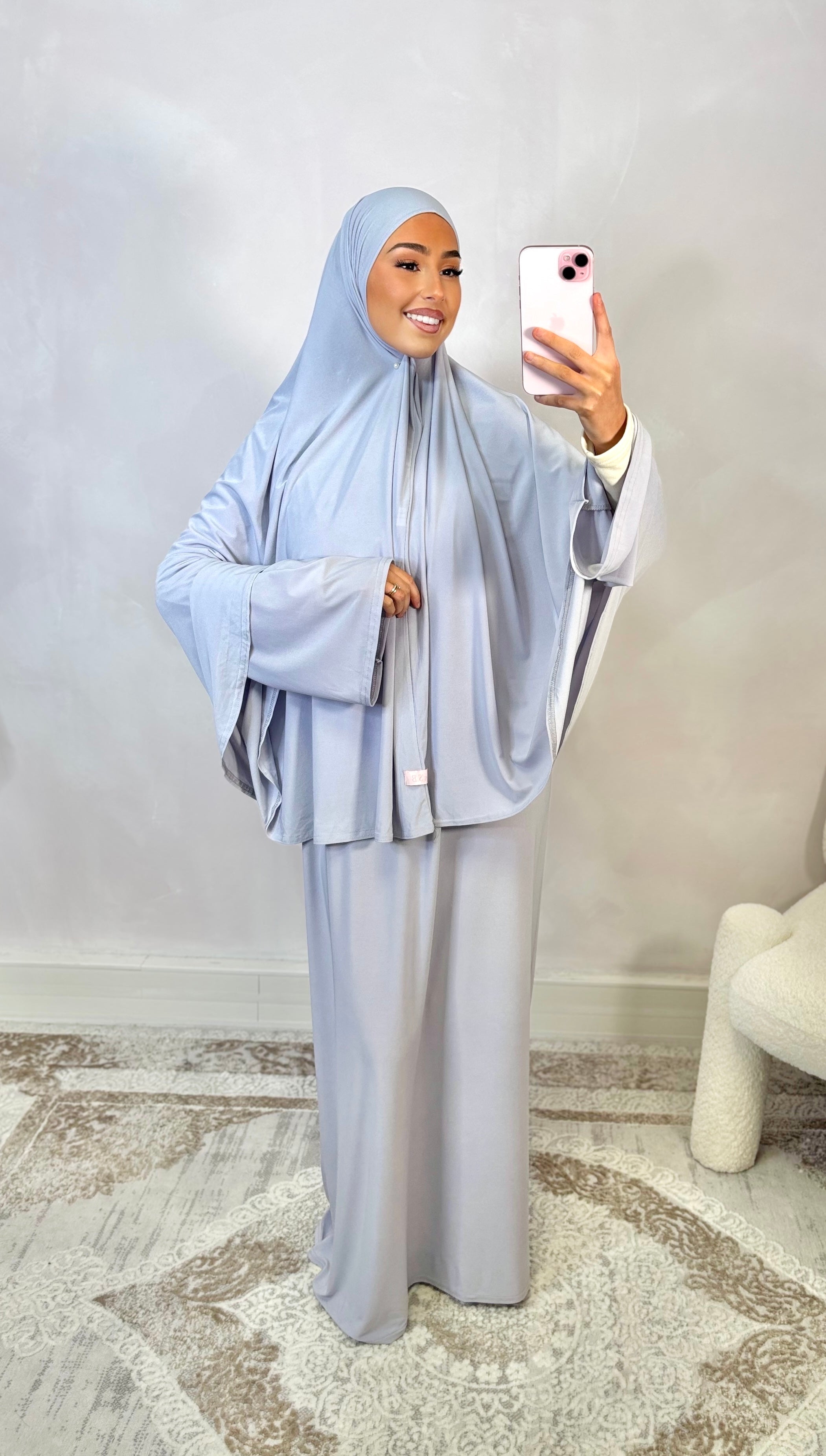 LIN'S B Premium Luxury Jersey Prayer Set - Baby Grey
