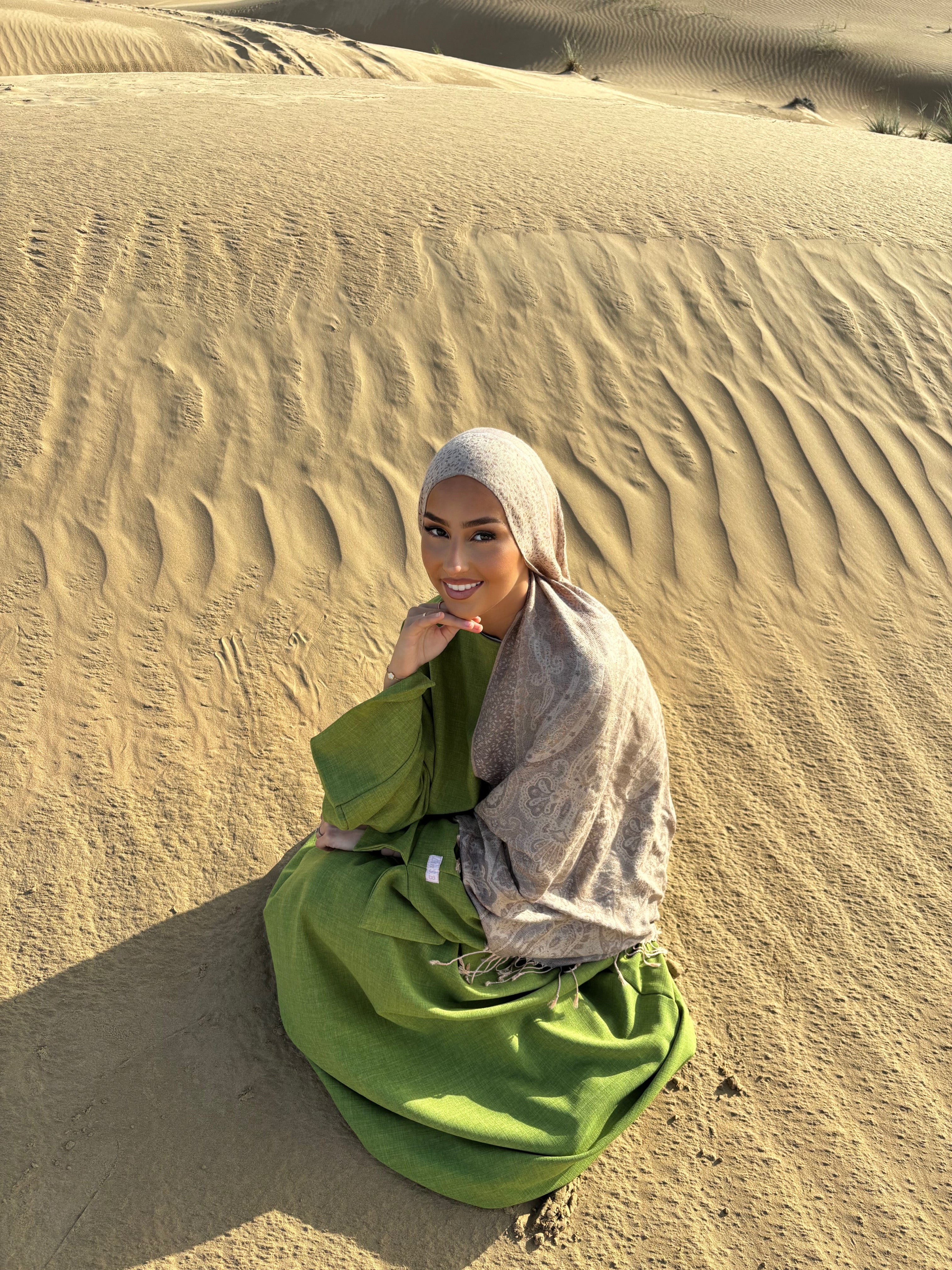 Linen abaya LIN'S B - olive green