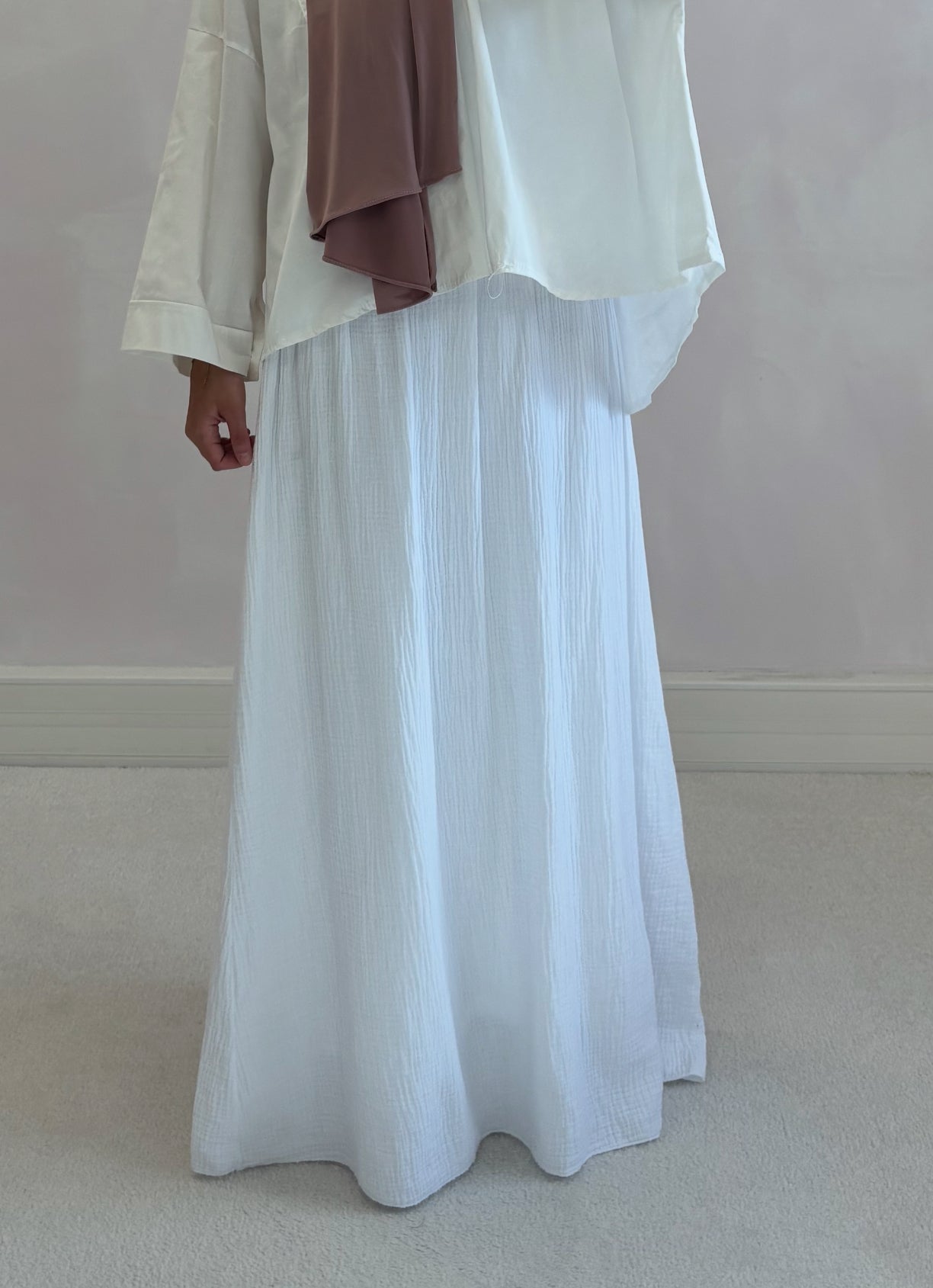 MAXI cotton gas skirt - white