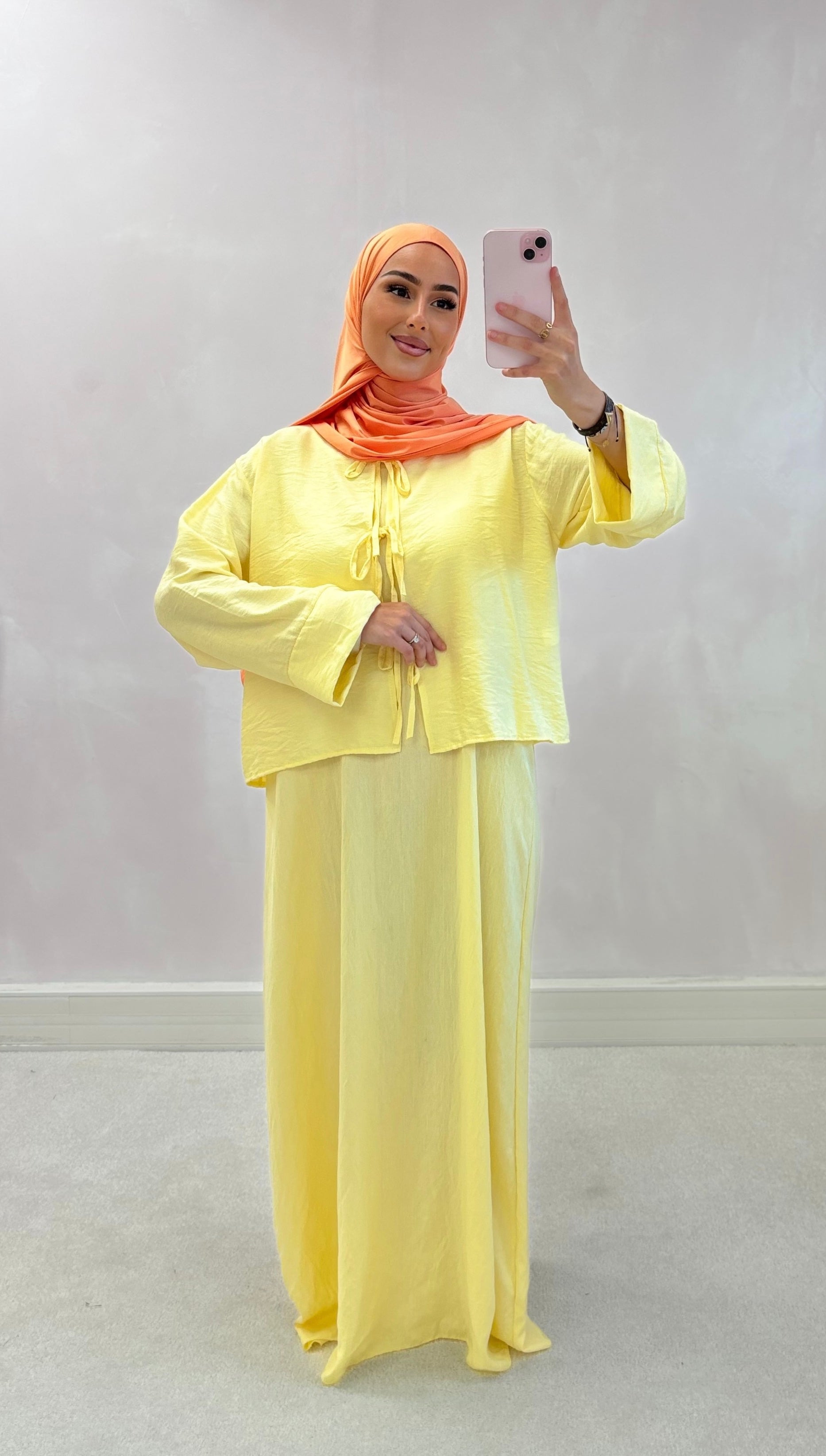Under Abaya + CHOUPI top - pastel yellow