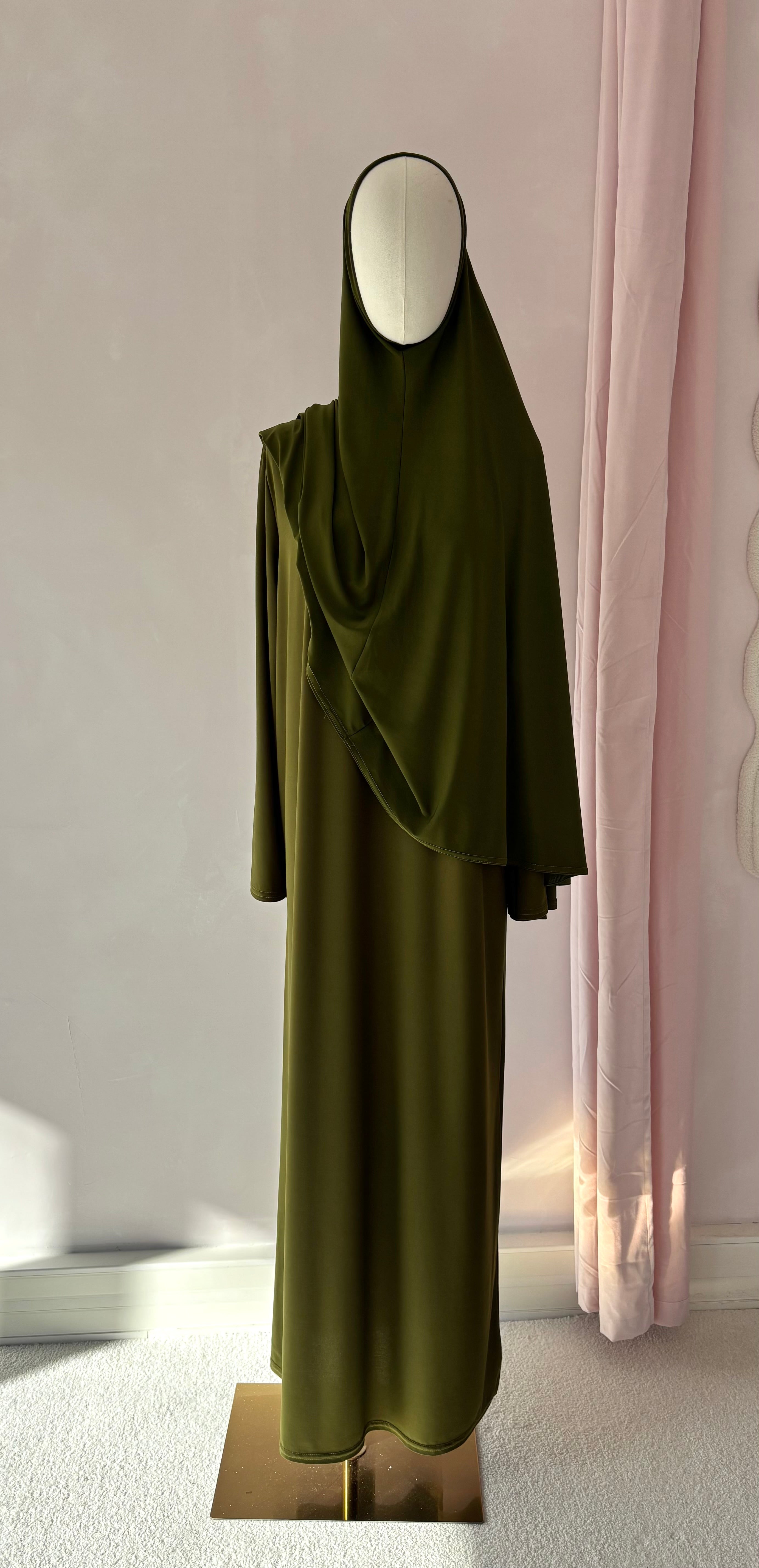LIN'S B Luxury Premium Jersey Prayer Set - Olive Green
