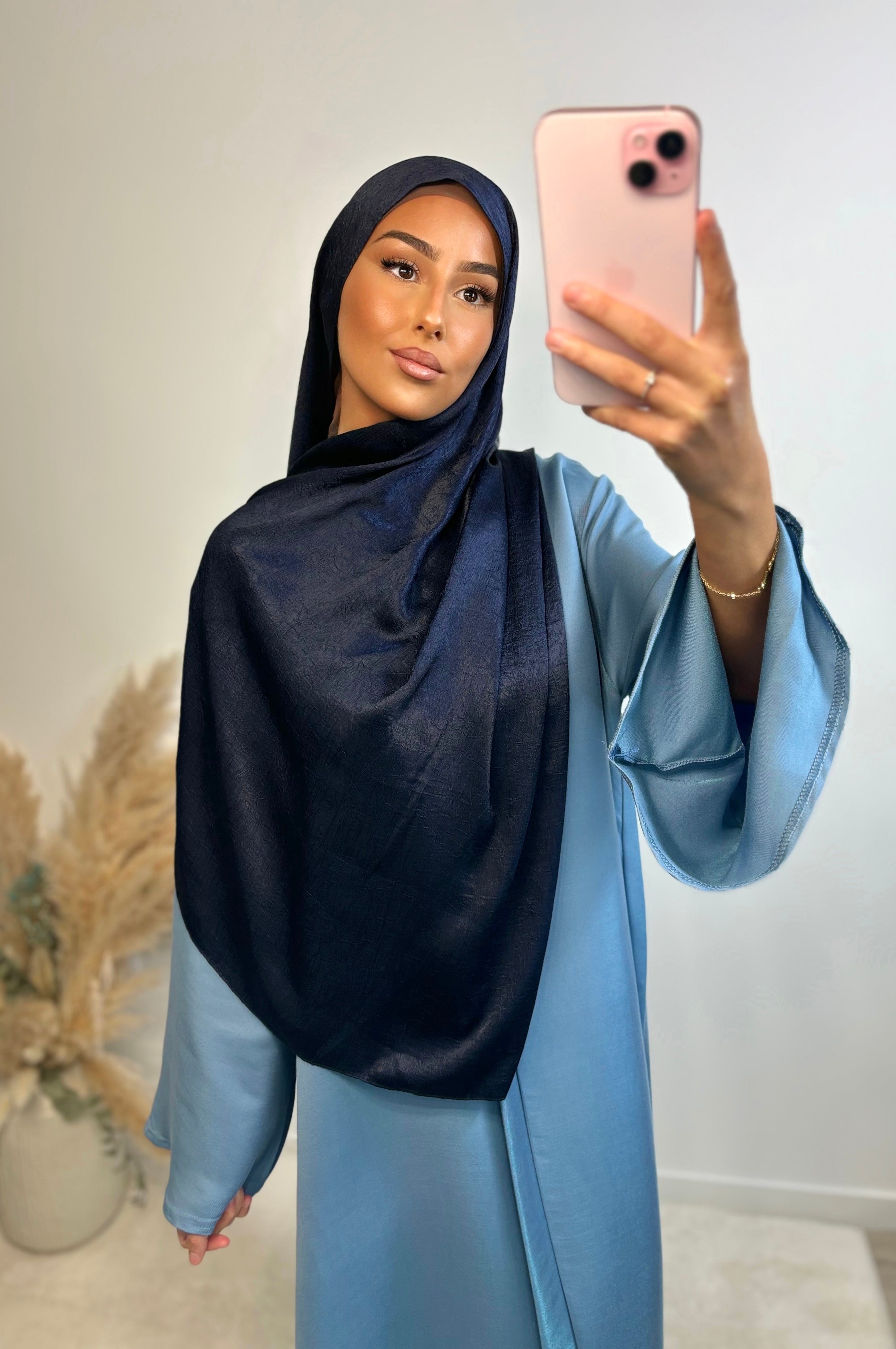 Voile satiné réversible - bleu nuit