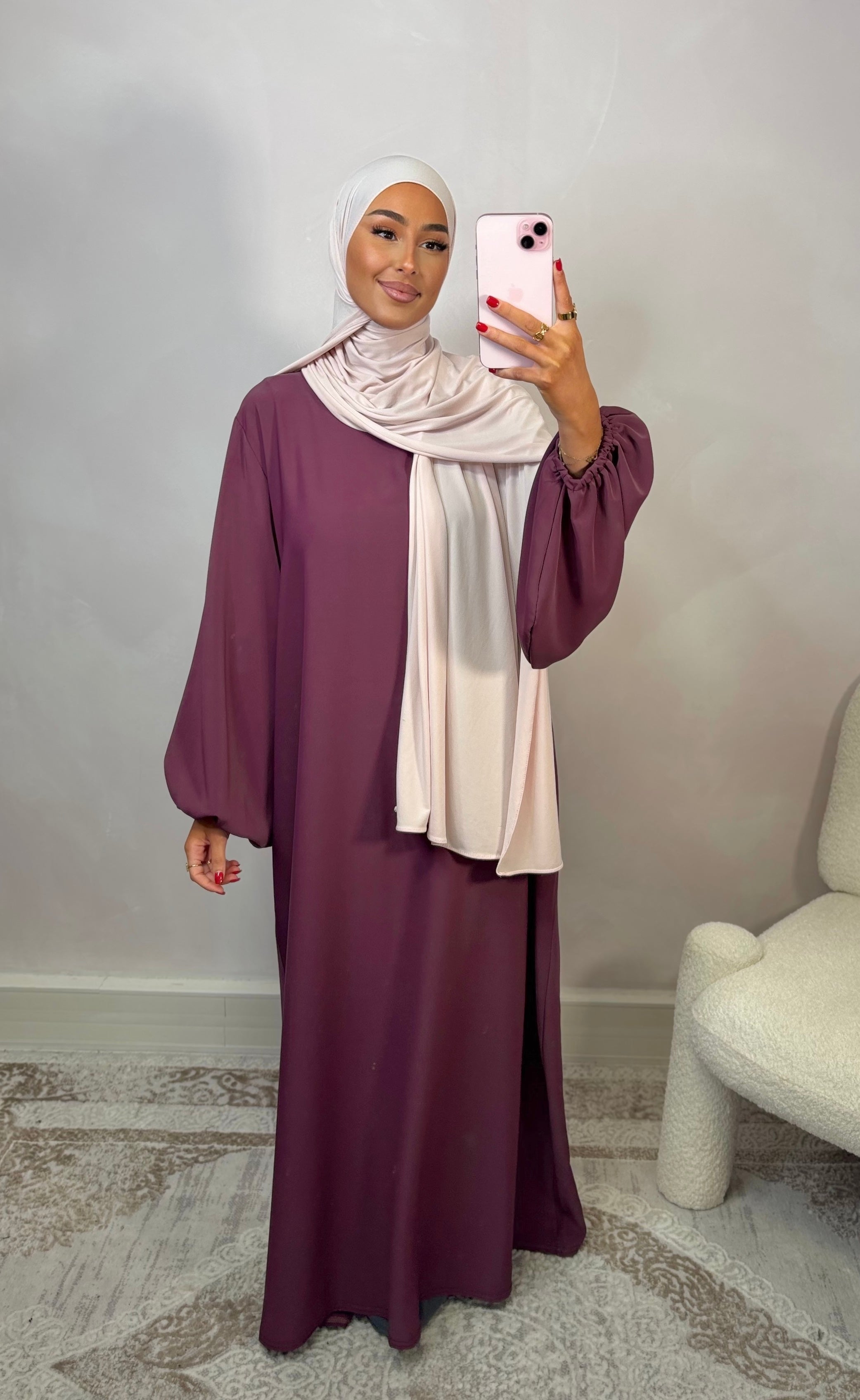 Abaya Manche Ballon - prune