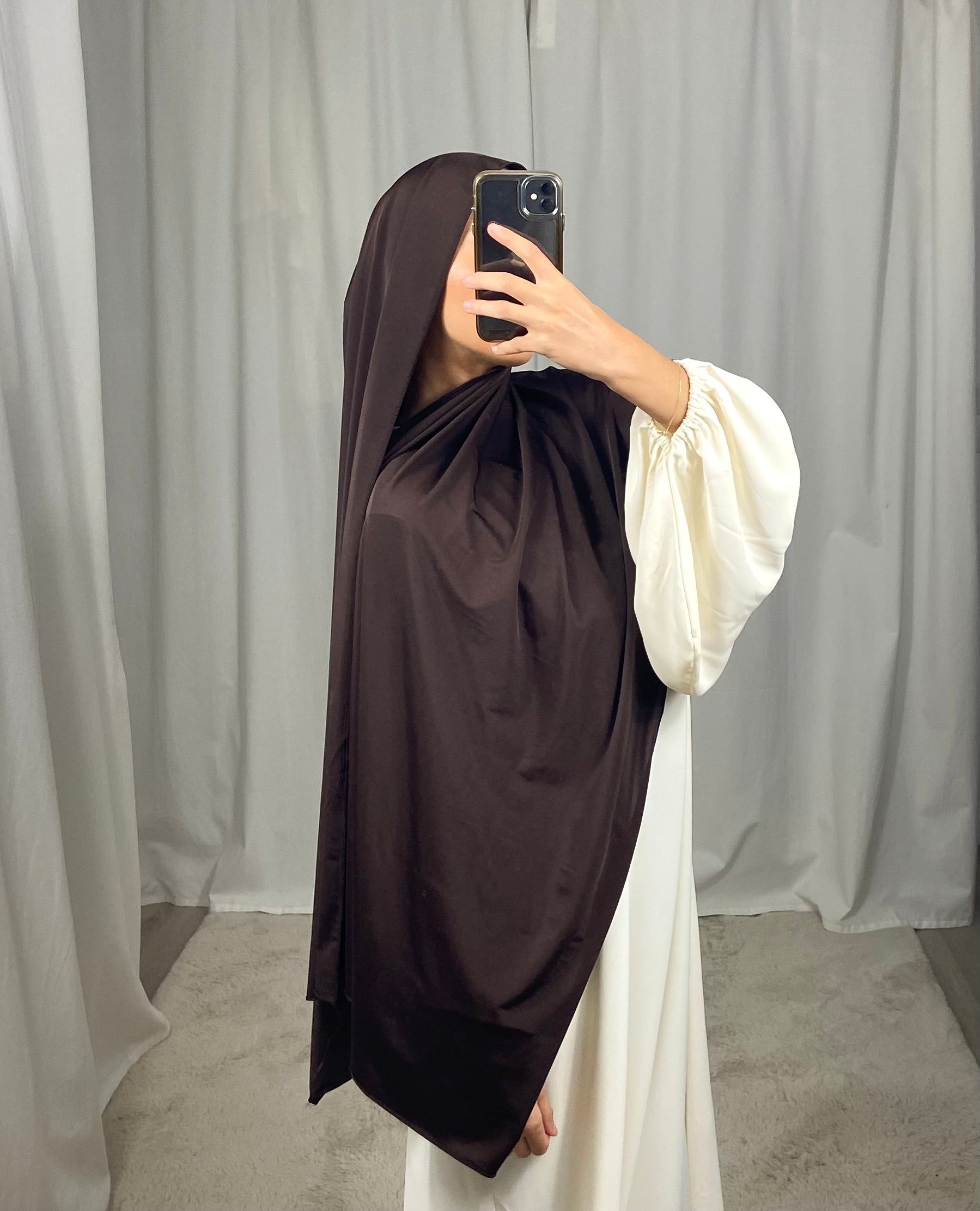 Jersey premium de luxe satiné DUBAI - MARRON FONCÉ