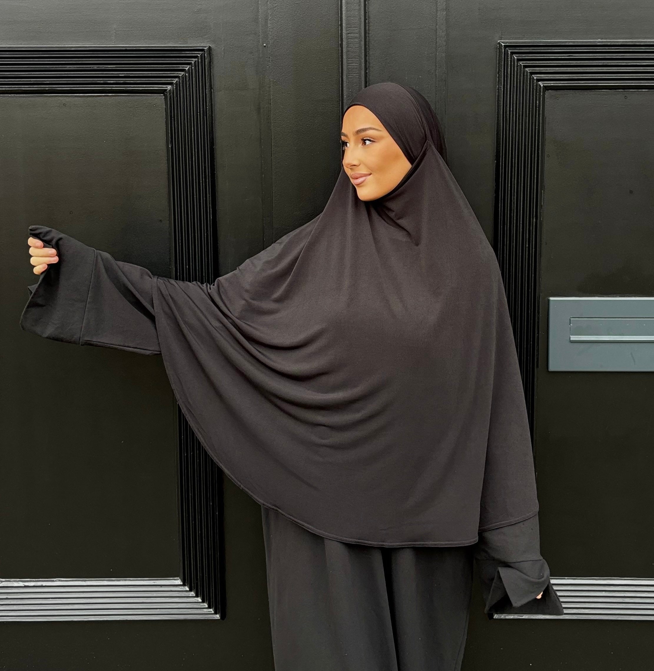 LIN'S B Luxury Premium Jersey Khimar - Black