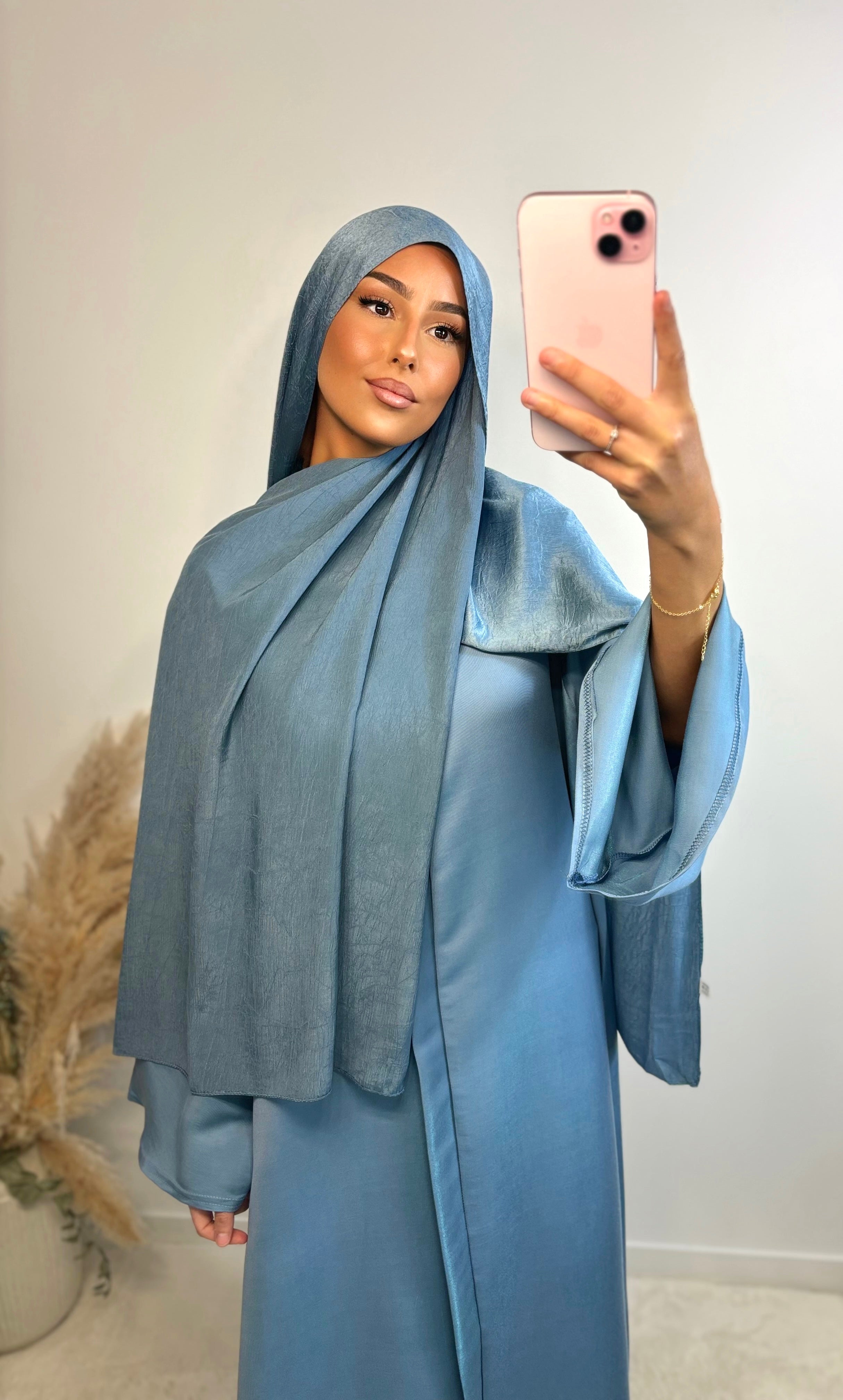 Voile satiné réversible - blue