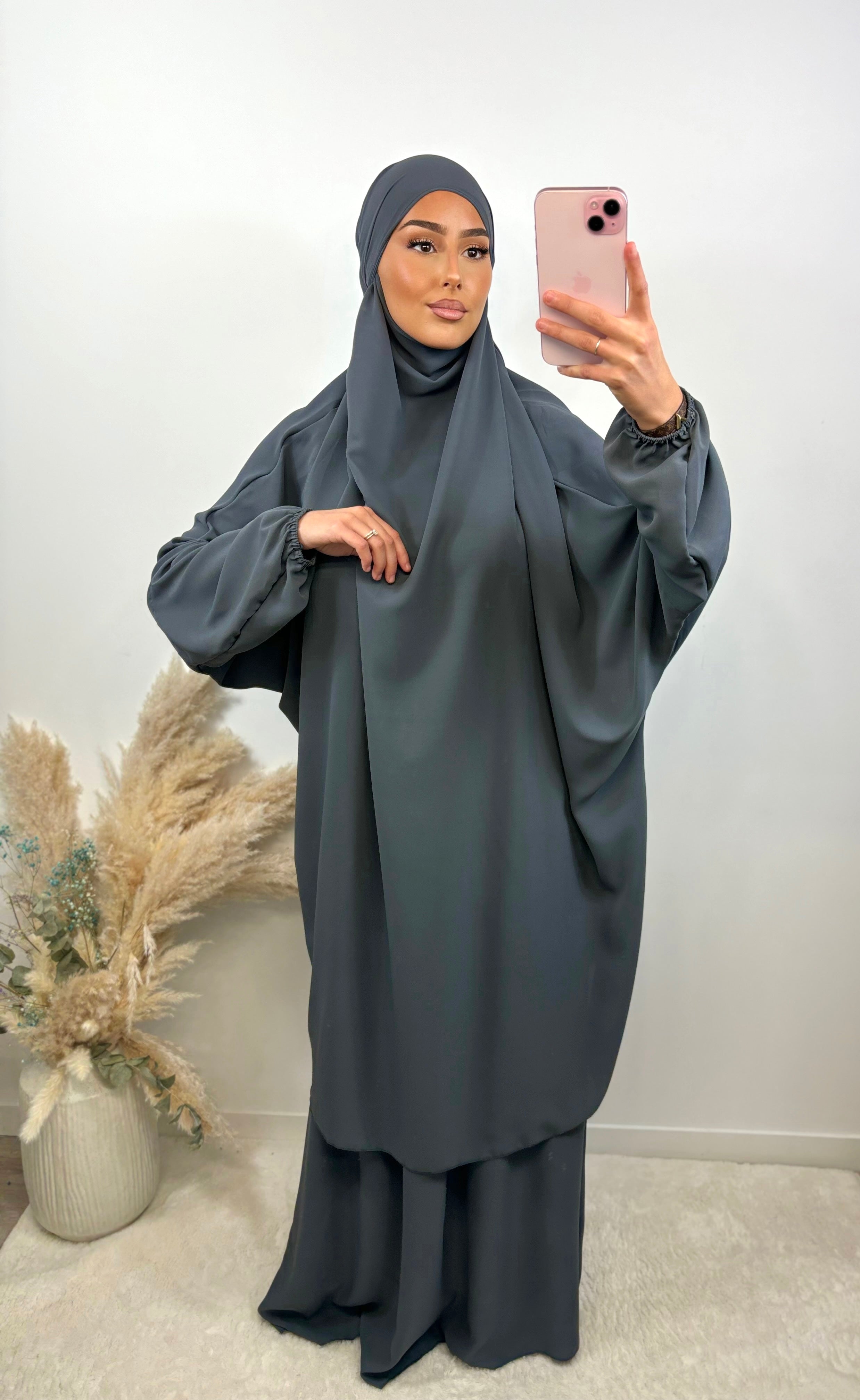 Jilbeb 2 Pieces Medina Silk - Anthracite Gray