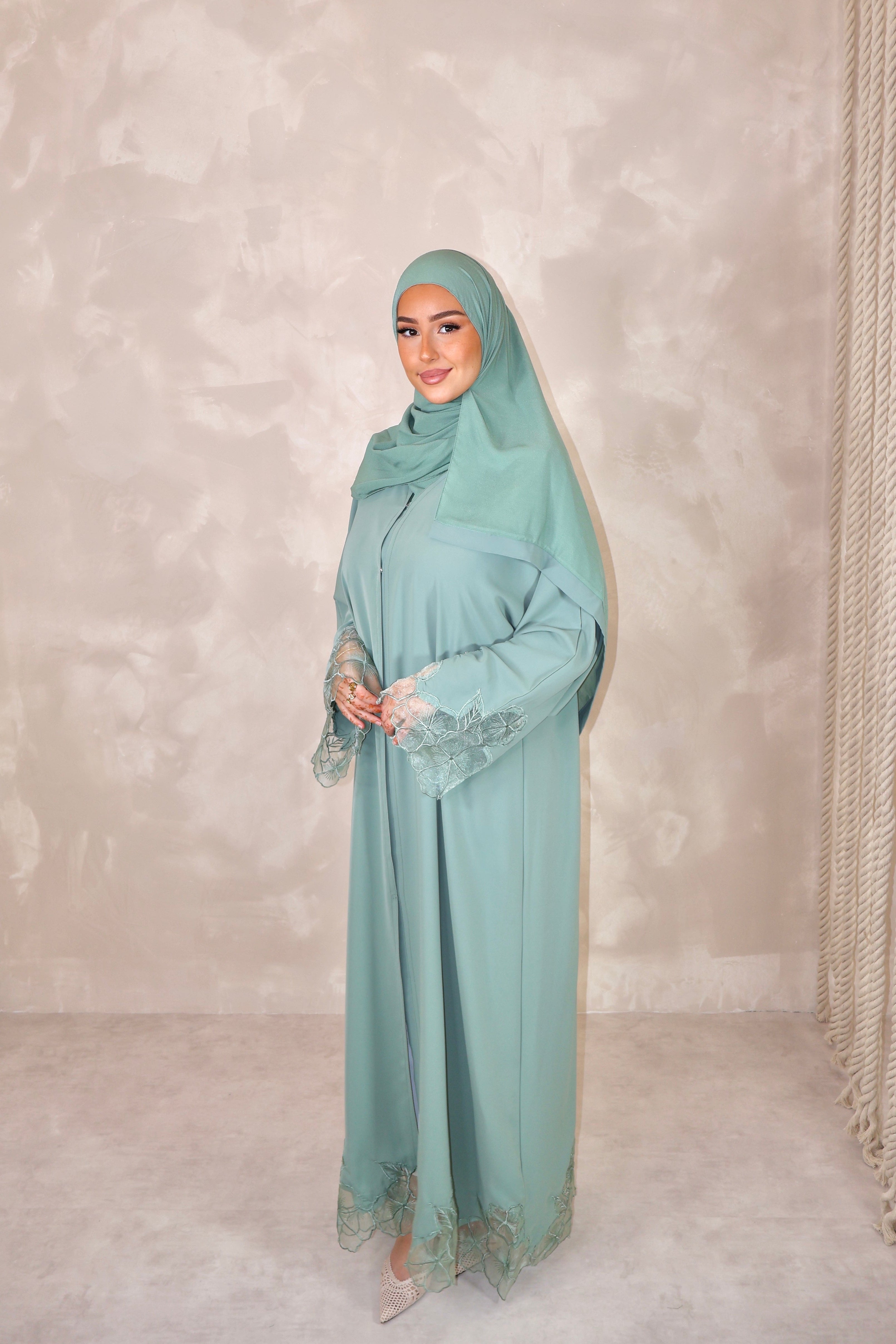 Abaya de Dubai (n113) - ARABIA AQUA GREEN