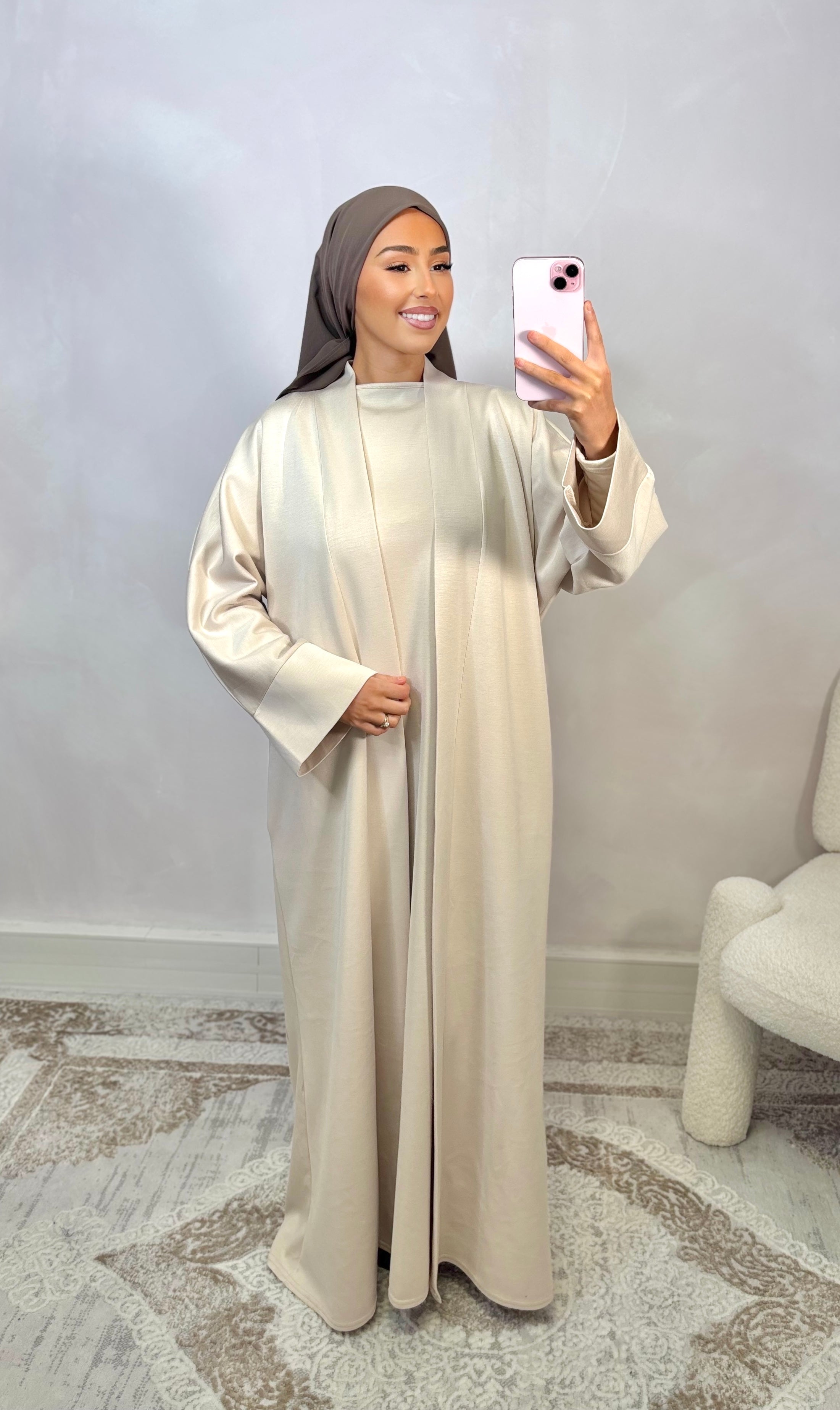 ensemble abaya kimono jersey - cream