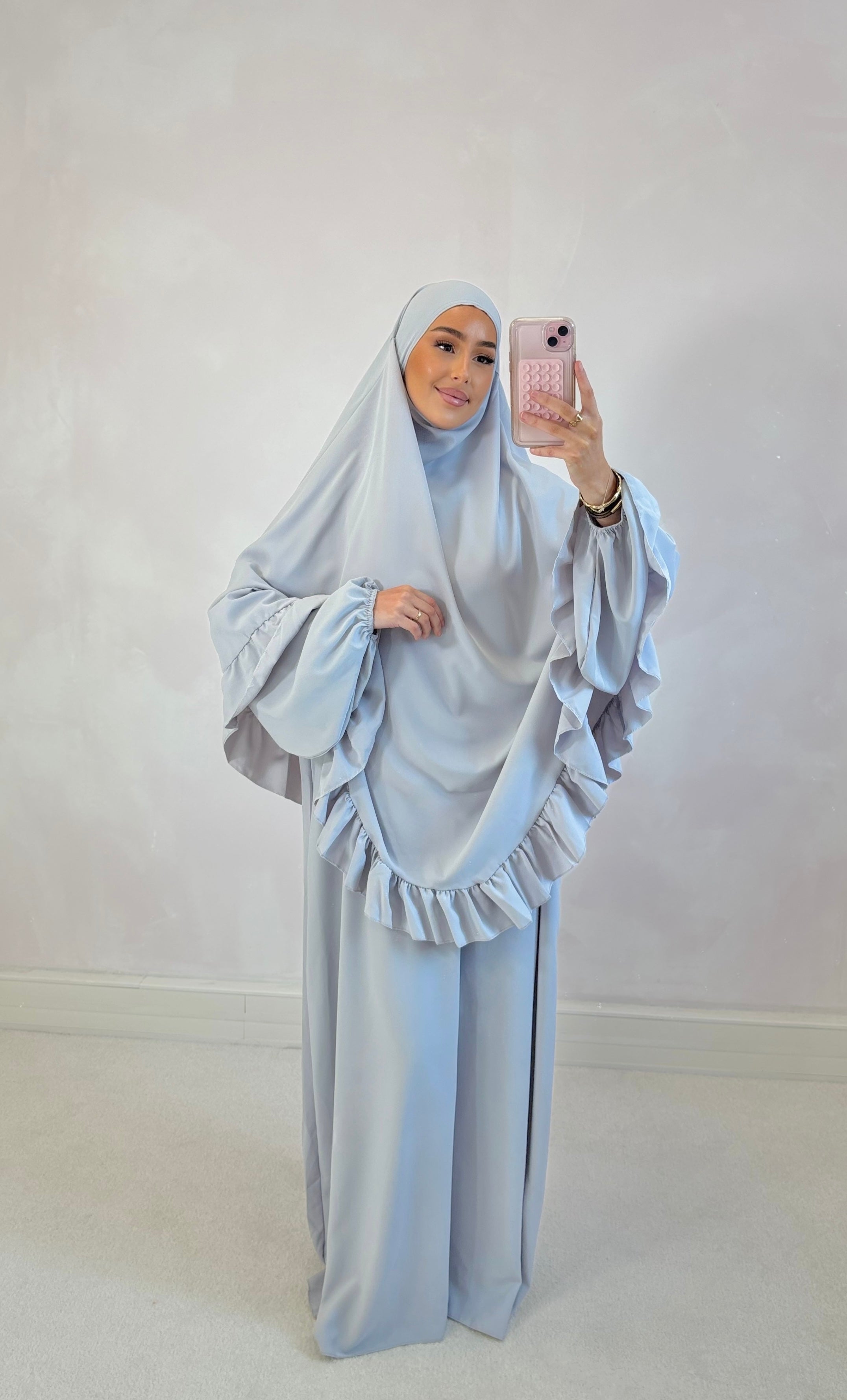 Set prière abaya + khimar - baby grey