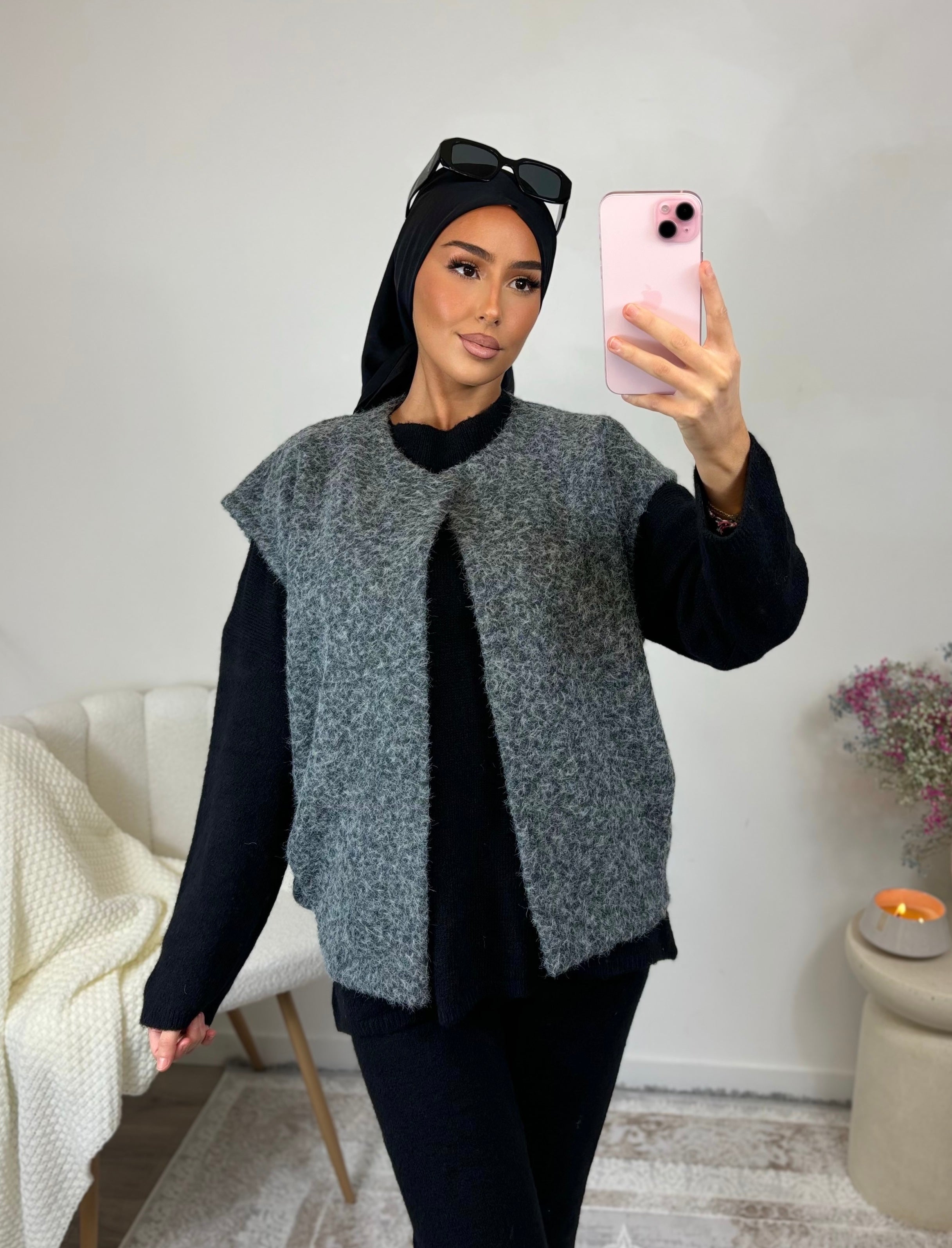 Ärmellose Jacke - Grau