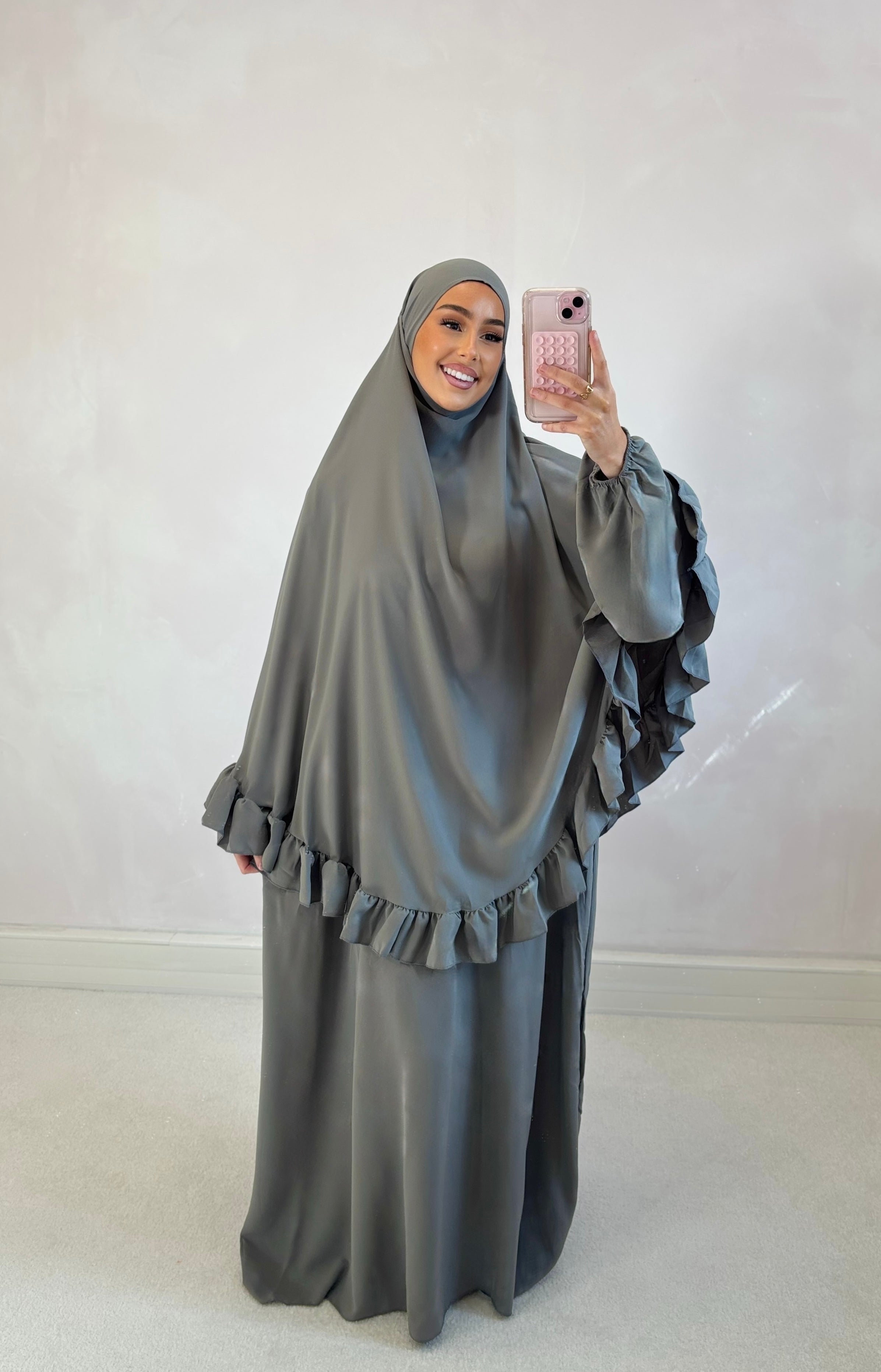 Abaya prayer set + khimar - mouse gray