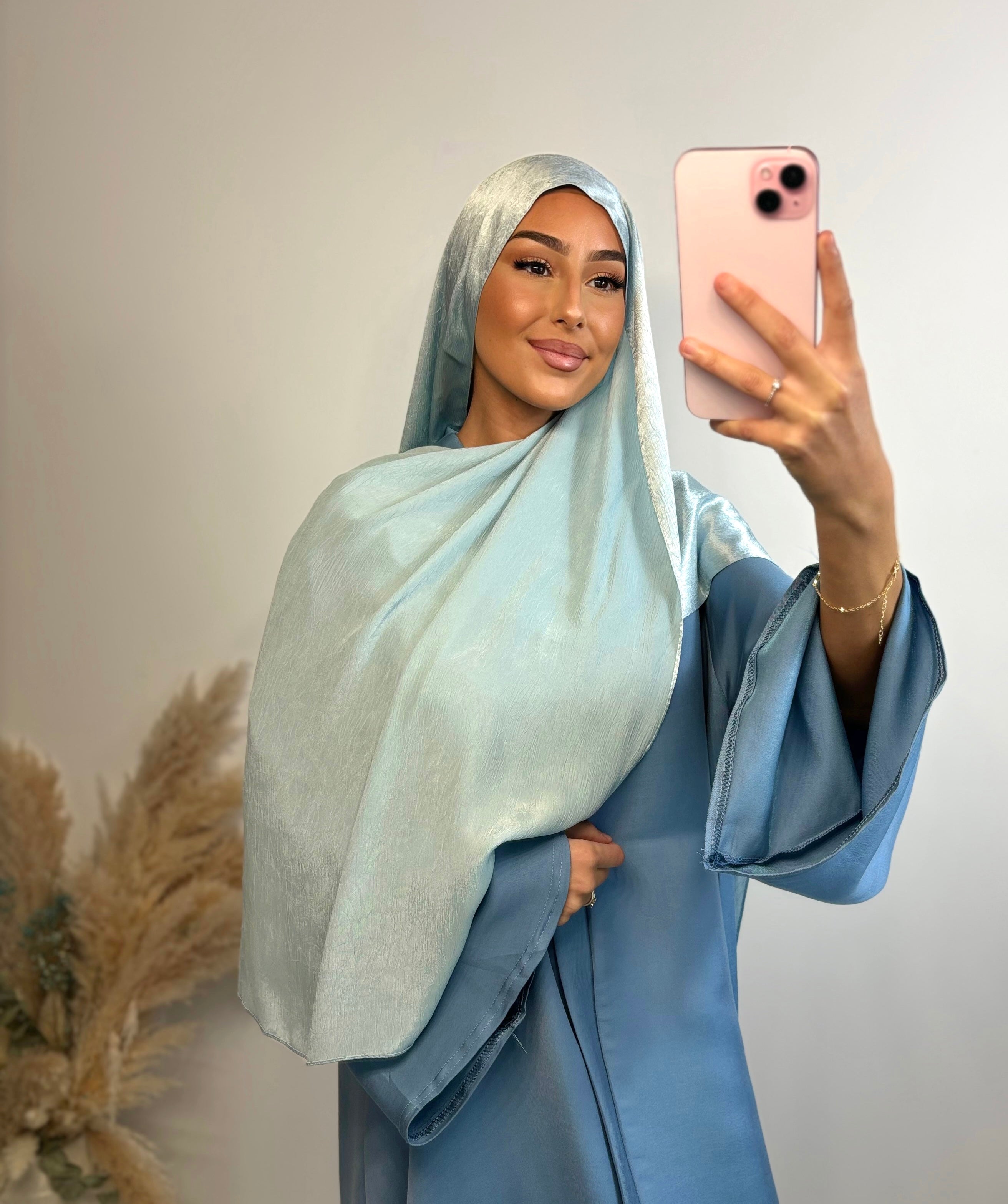 Voile satiné réversible - baby blue