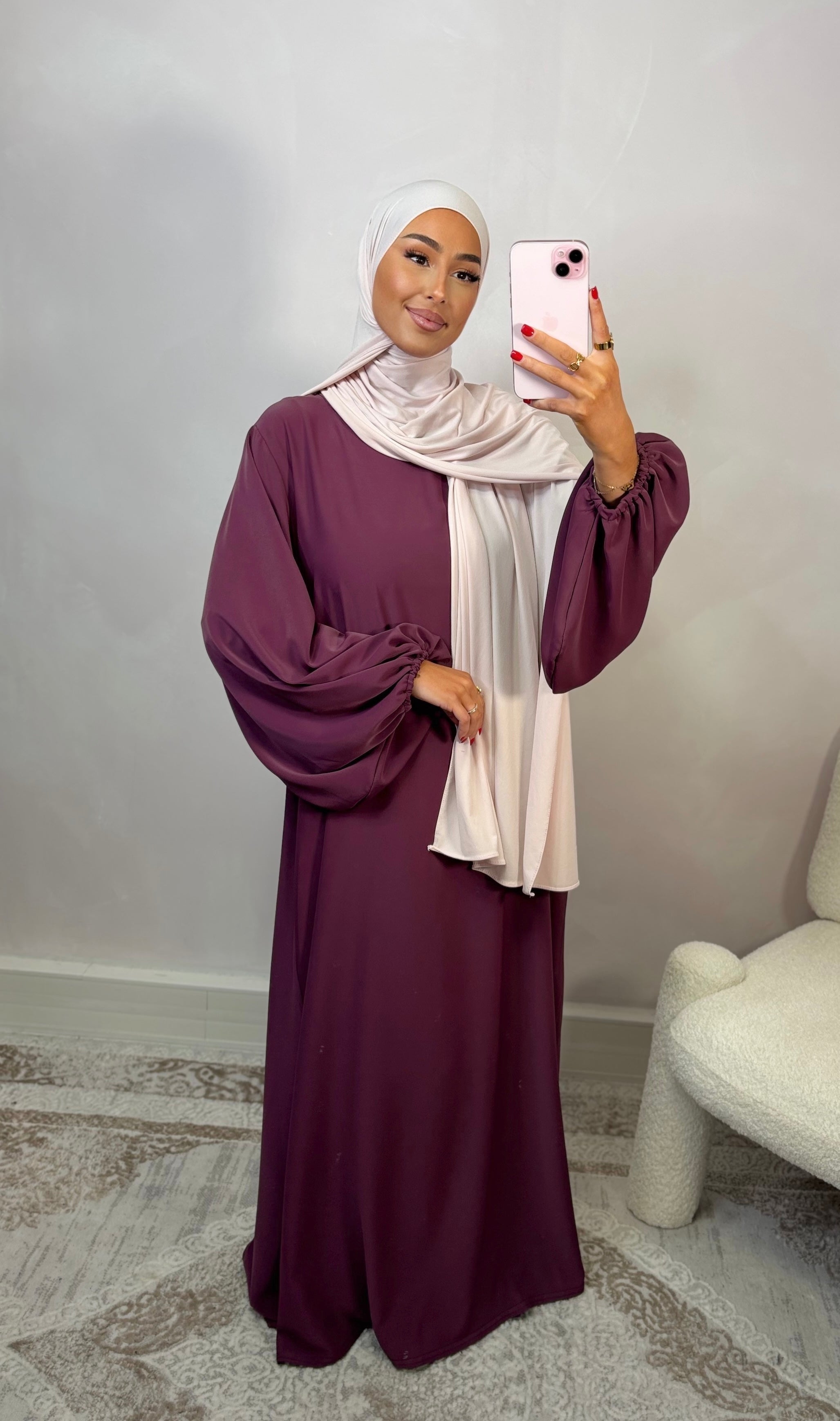 Abaya Manche Ballon - prune