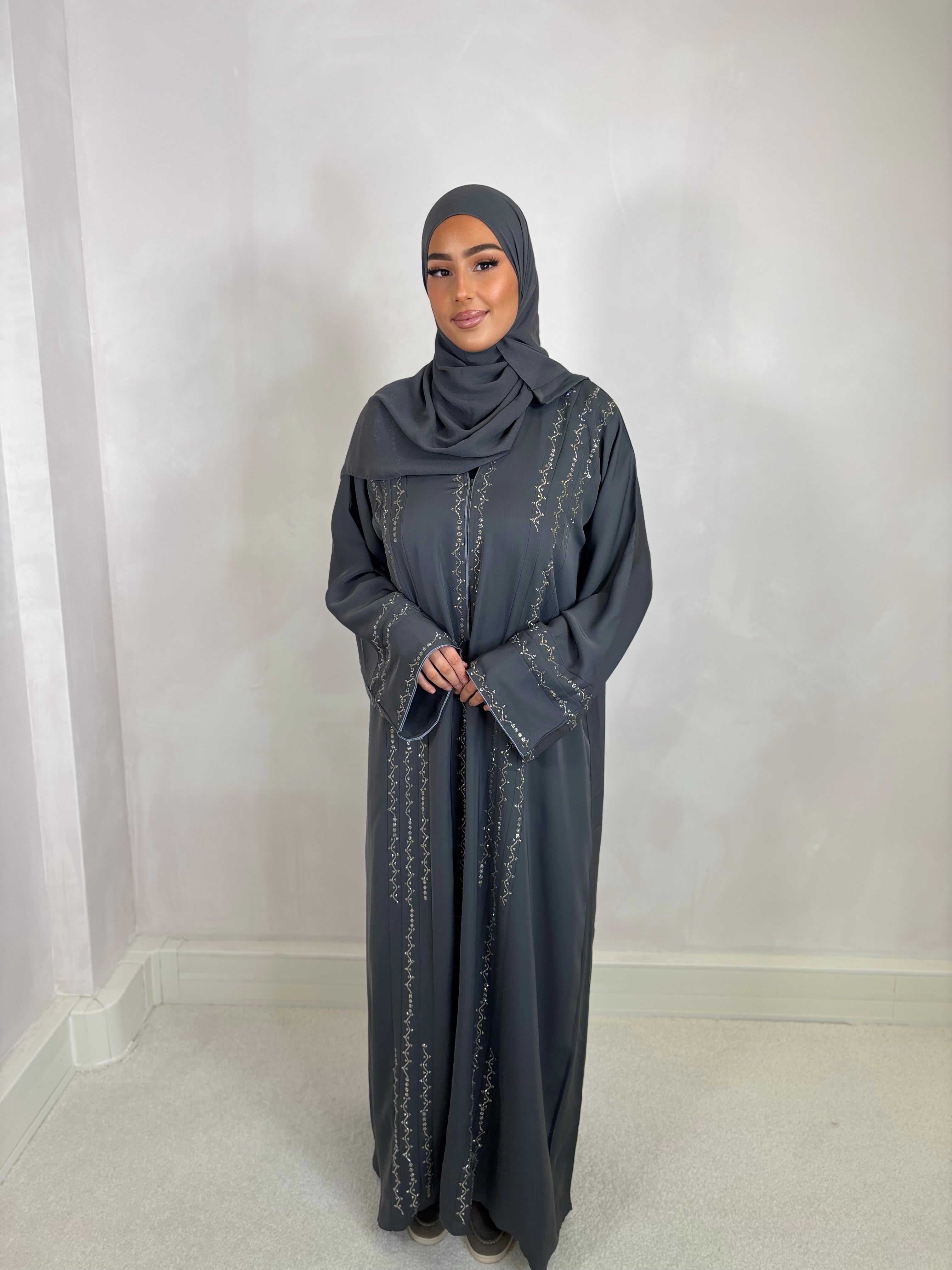 Dubai NOOR abaya (n8) - anthracite gray