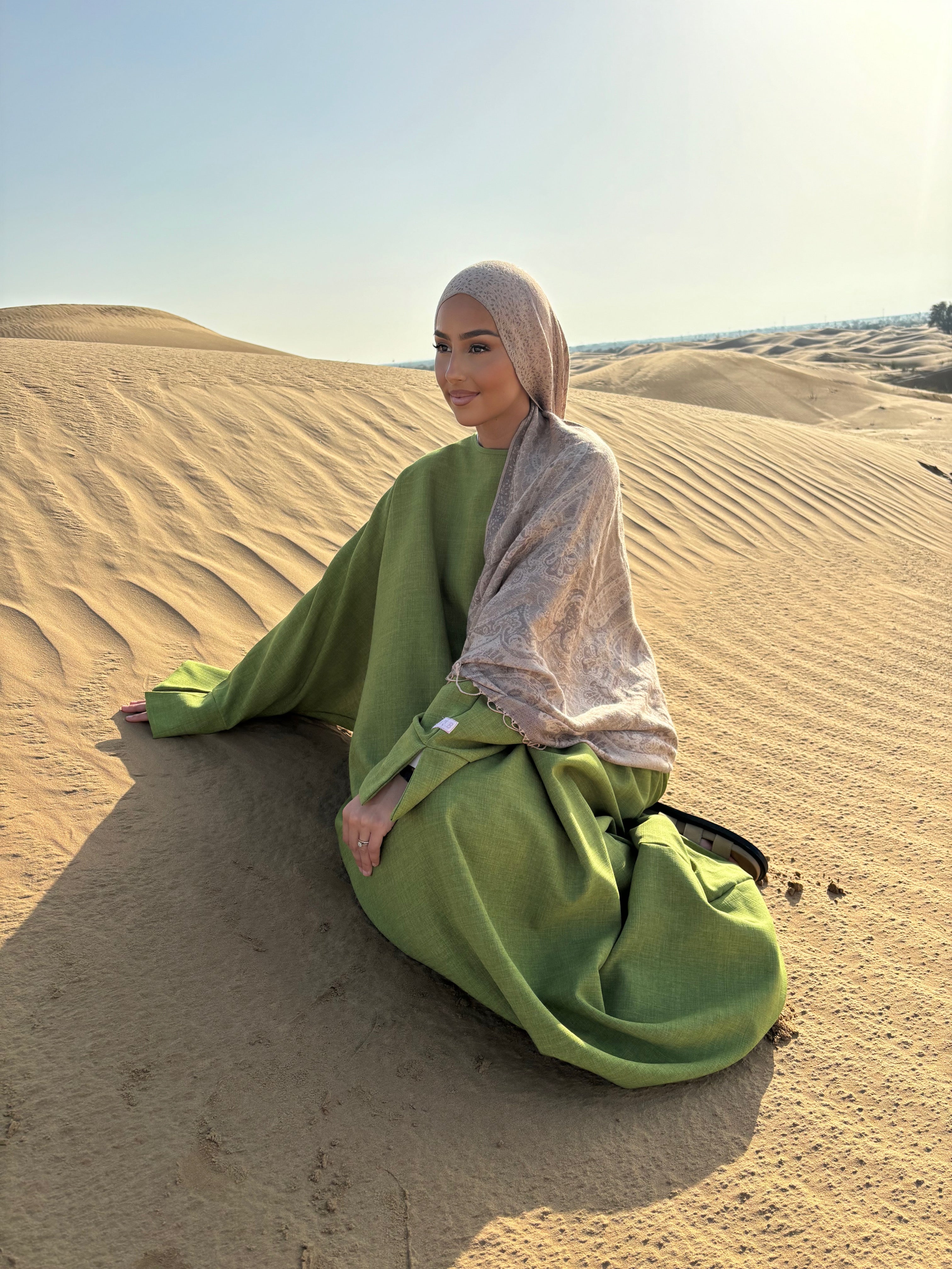 Linen abaya LIN'S B - olive green