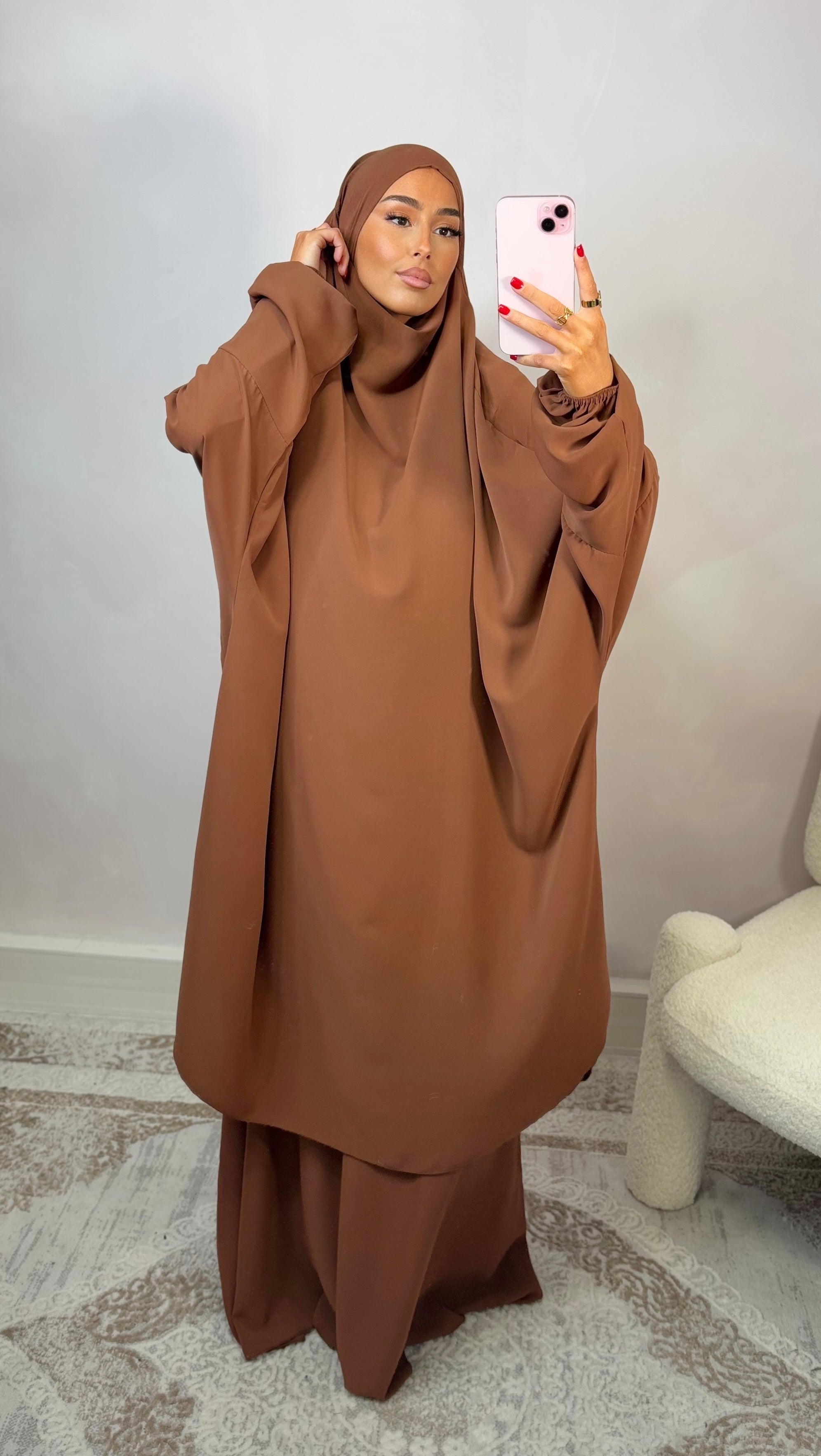 Jilbeb 2 Pieces Medina Silk - Brown