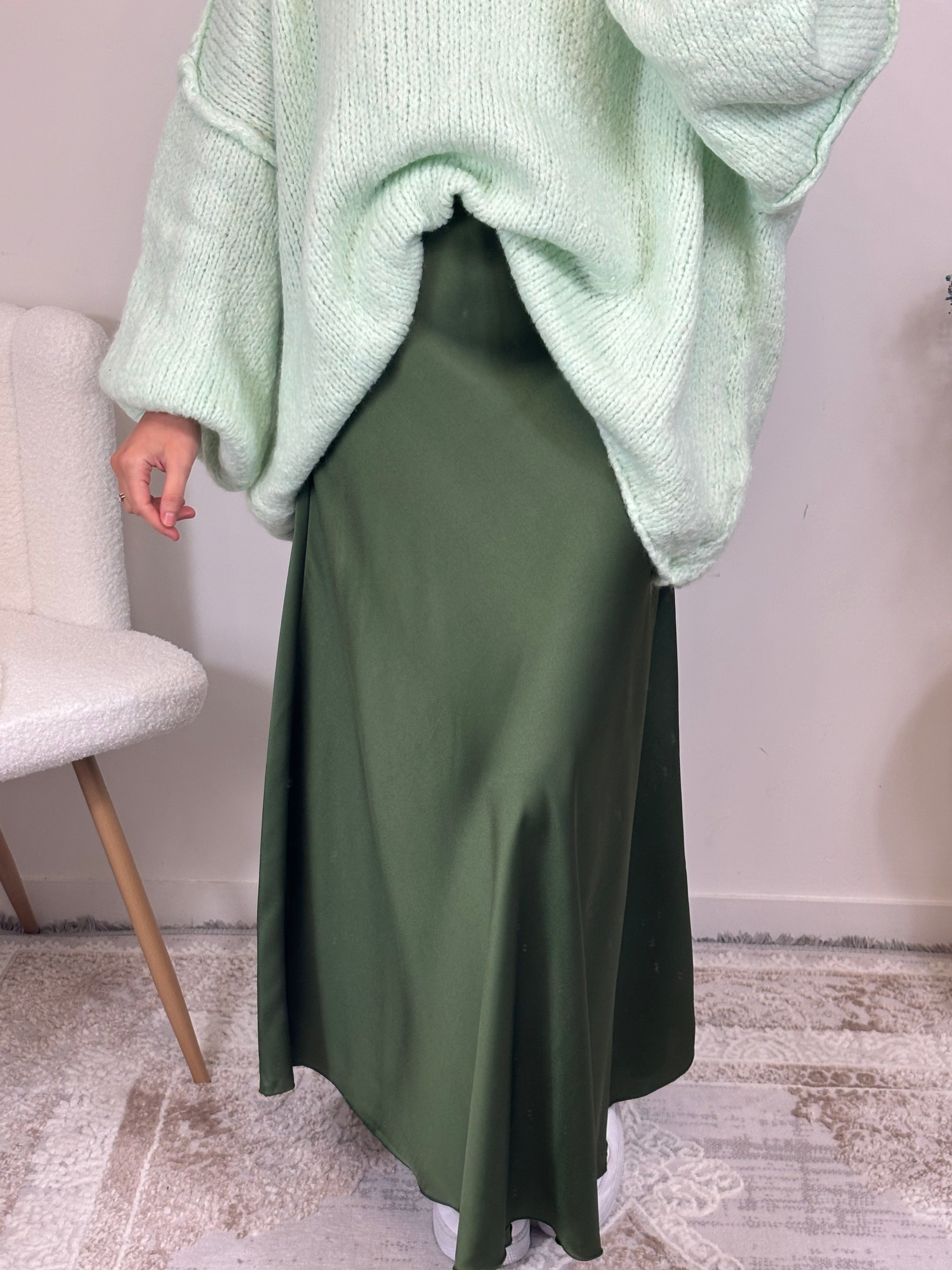 Satin Skirt - khaki