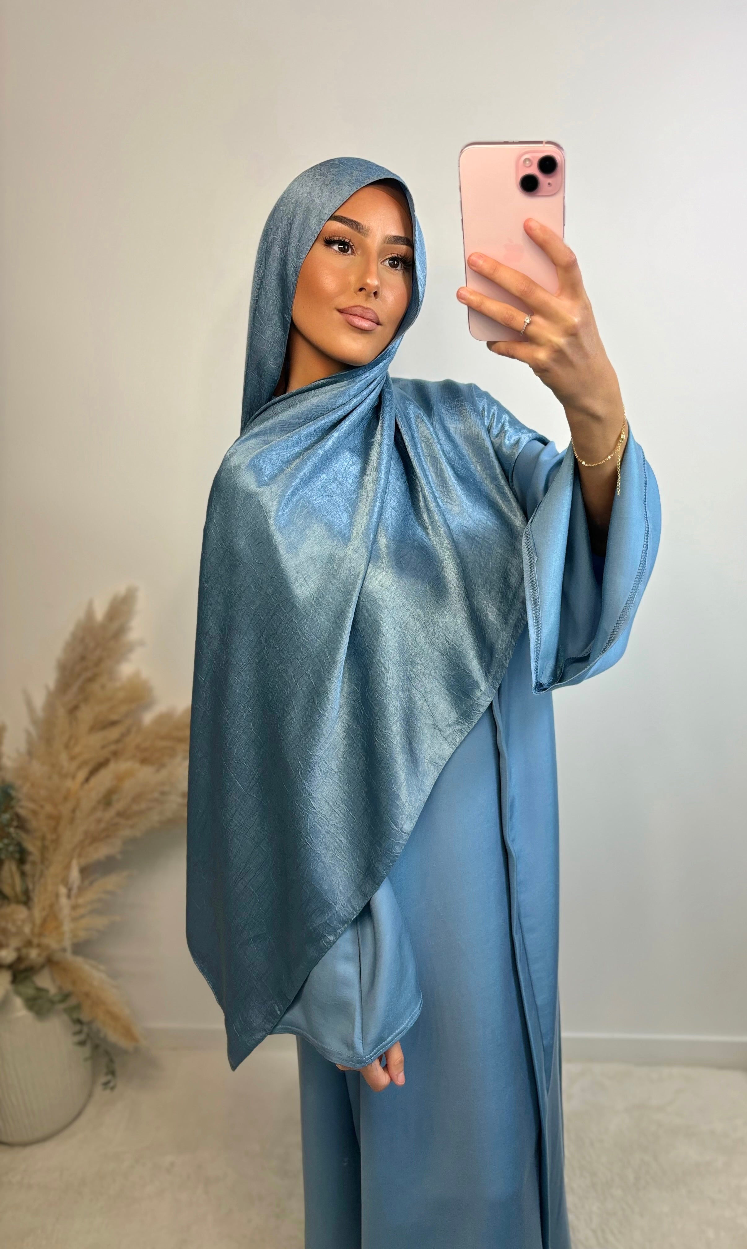 Voile satiné réversible - blue