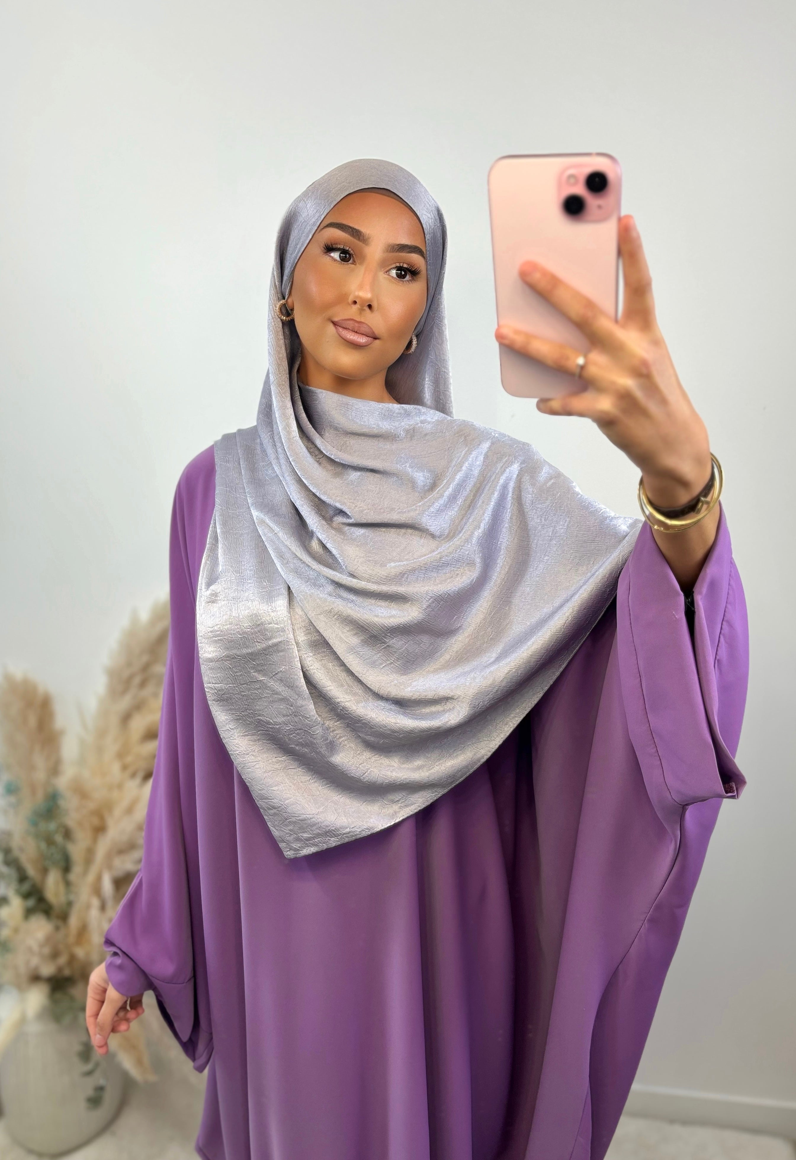 Voile satiné réversible - Lila