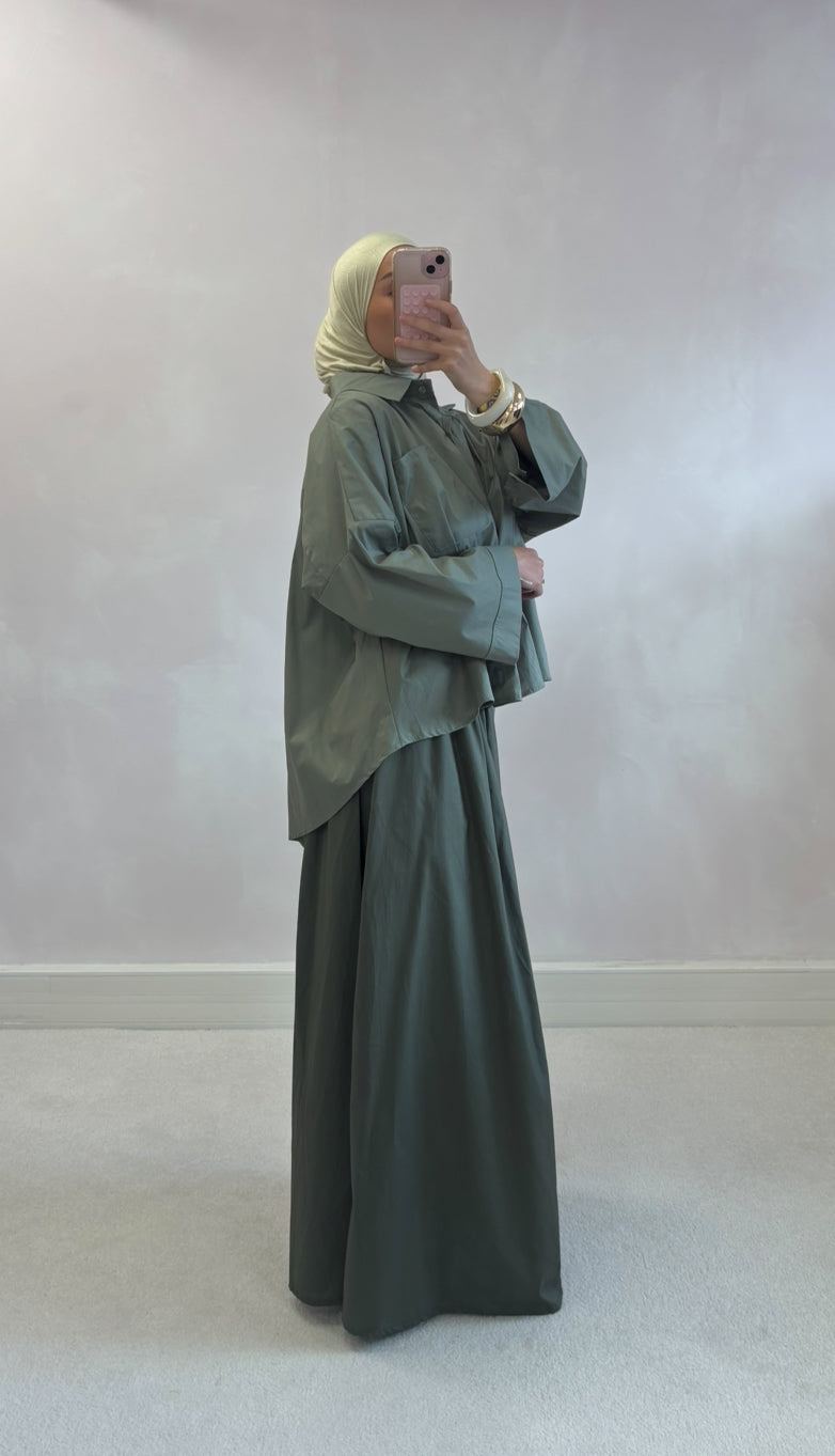 Jupe popeline - kaki