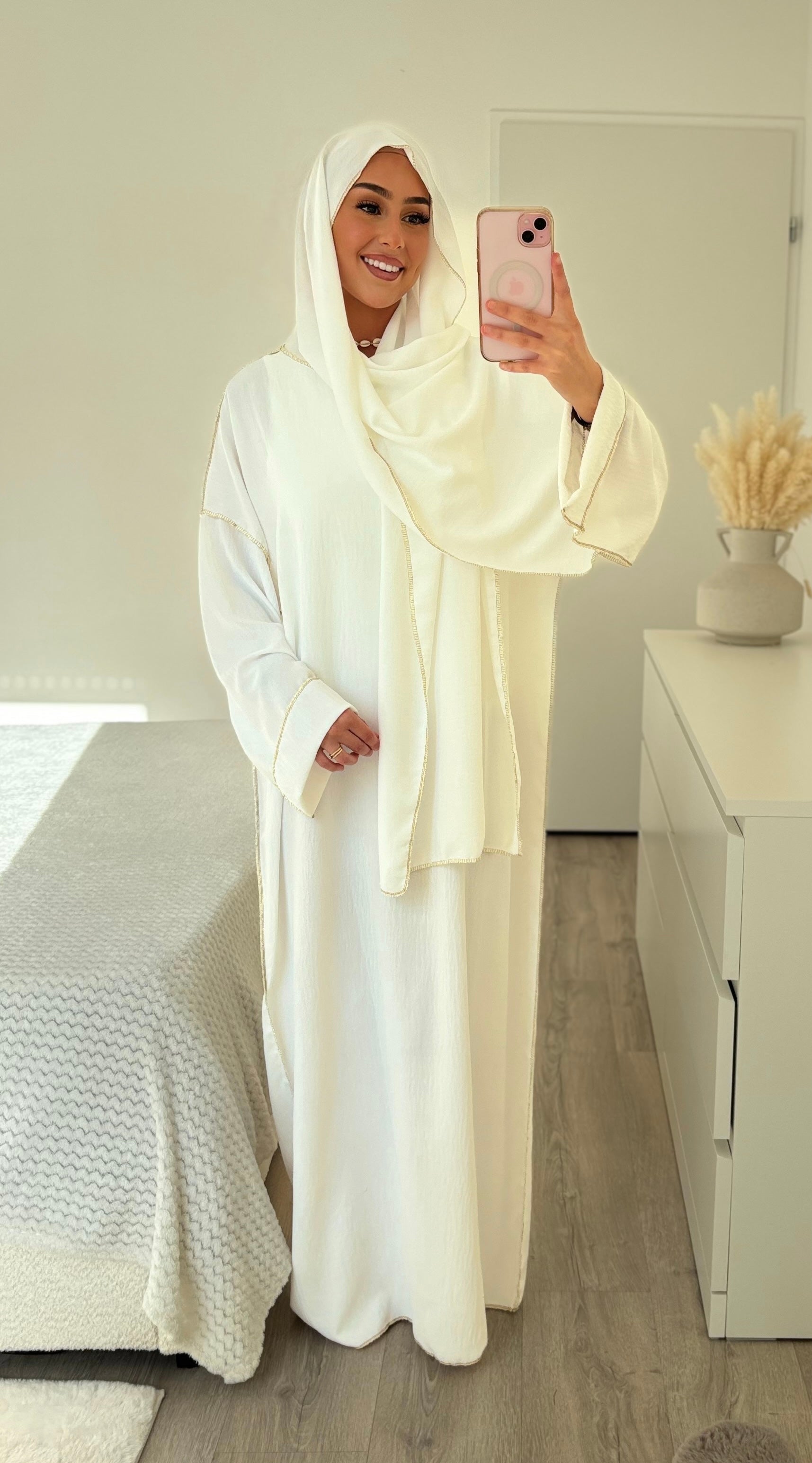 Abaya voile intégré en Jazz - blanche