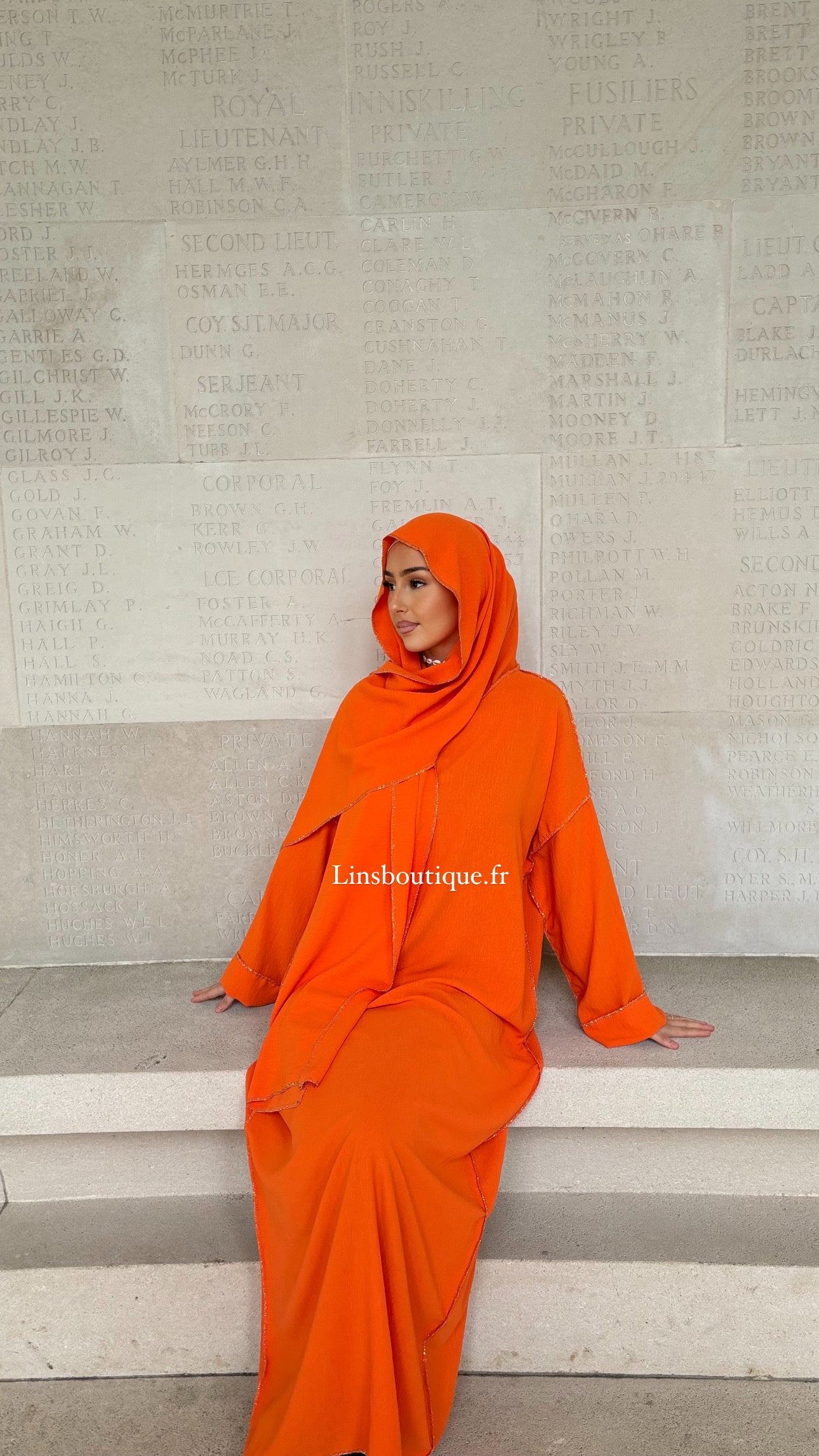 Abaya with integrated veil in Jazz - orange Hermès