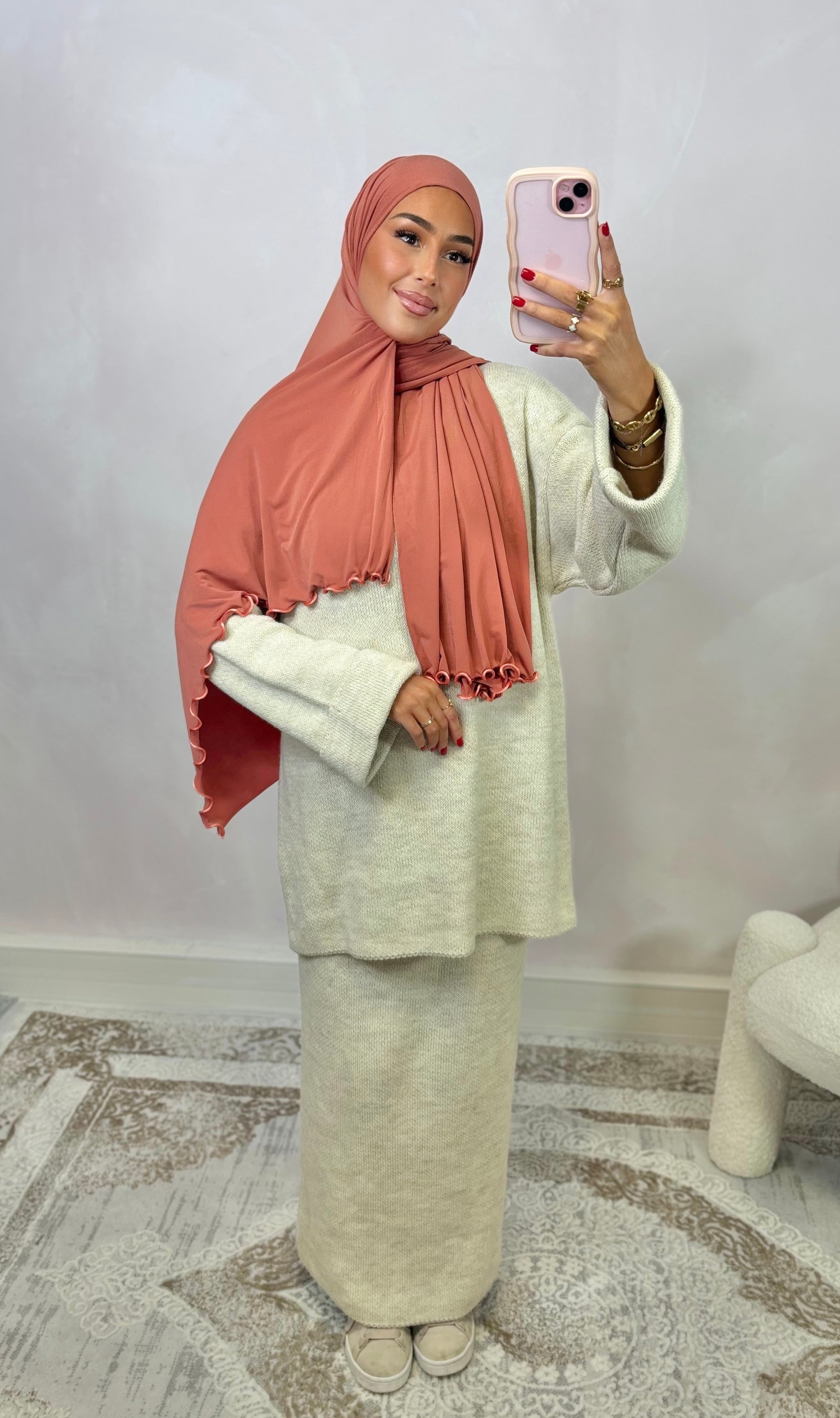 Mesh skirt set - cream
