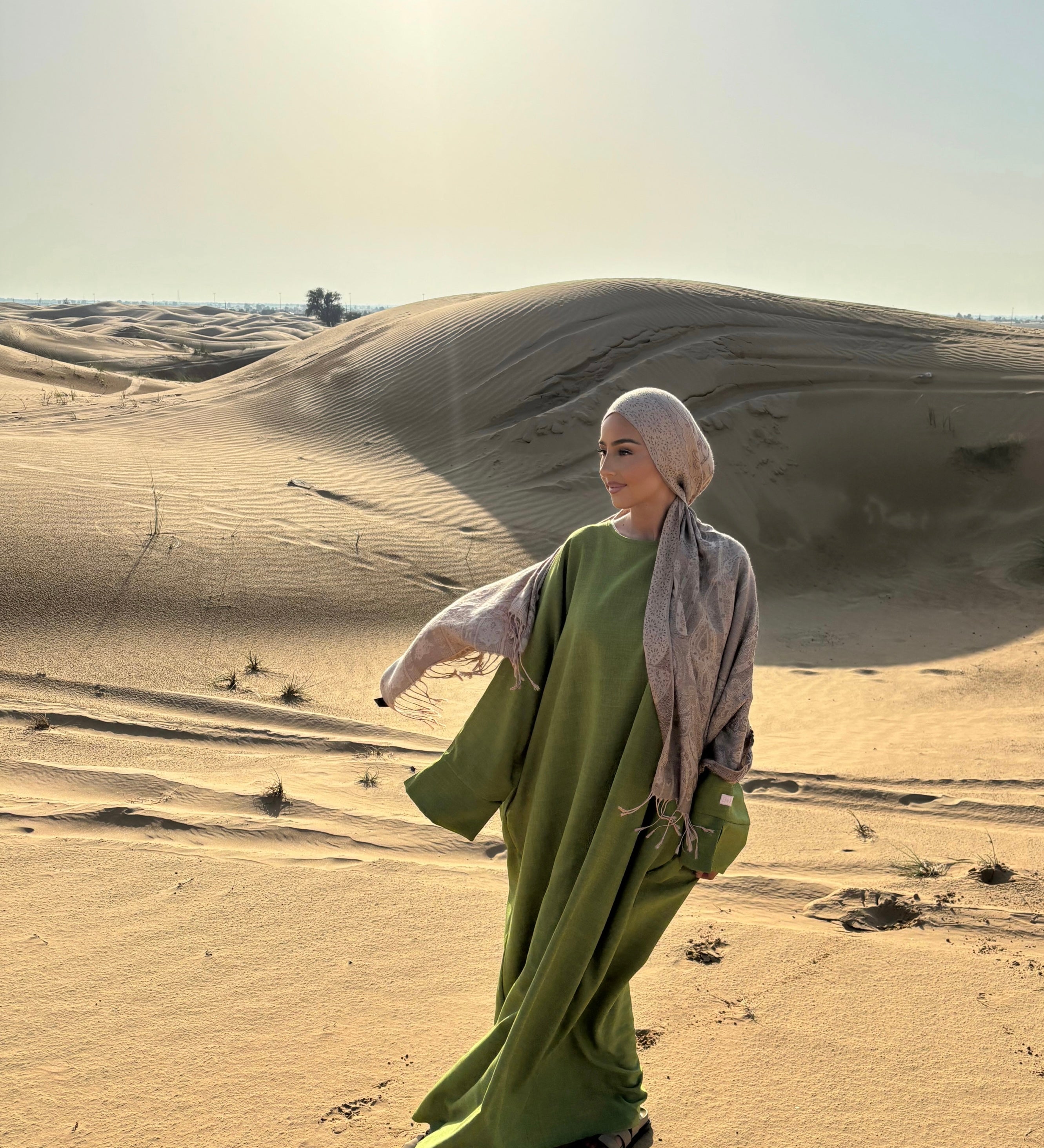 Linen abaya LIN'S B - olive green