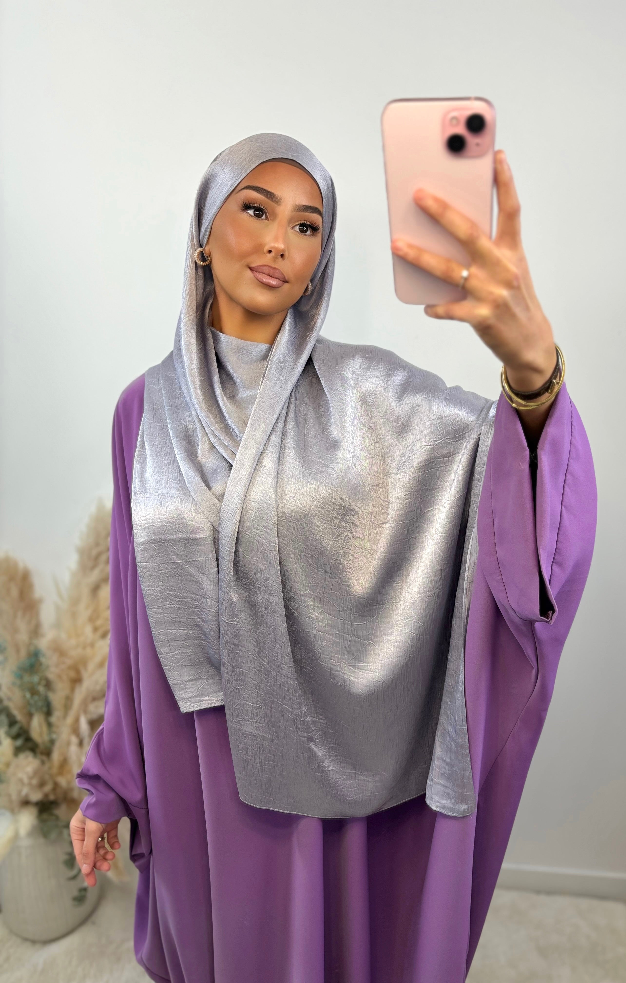 Voile satiné réversible - Lila