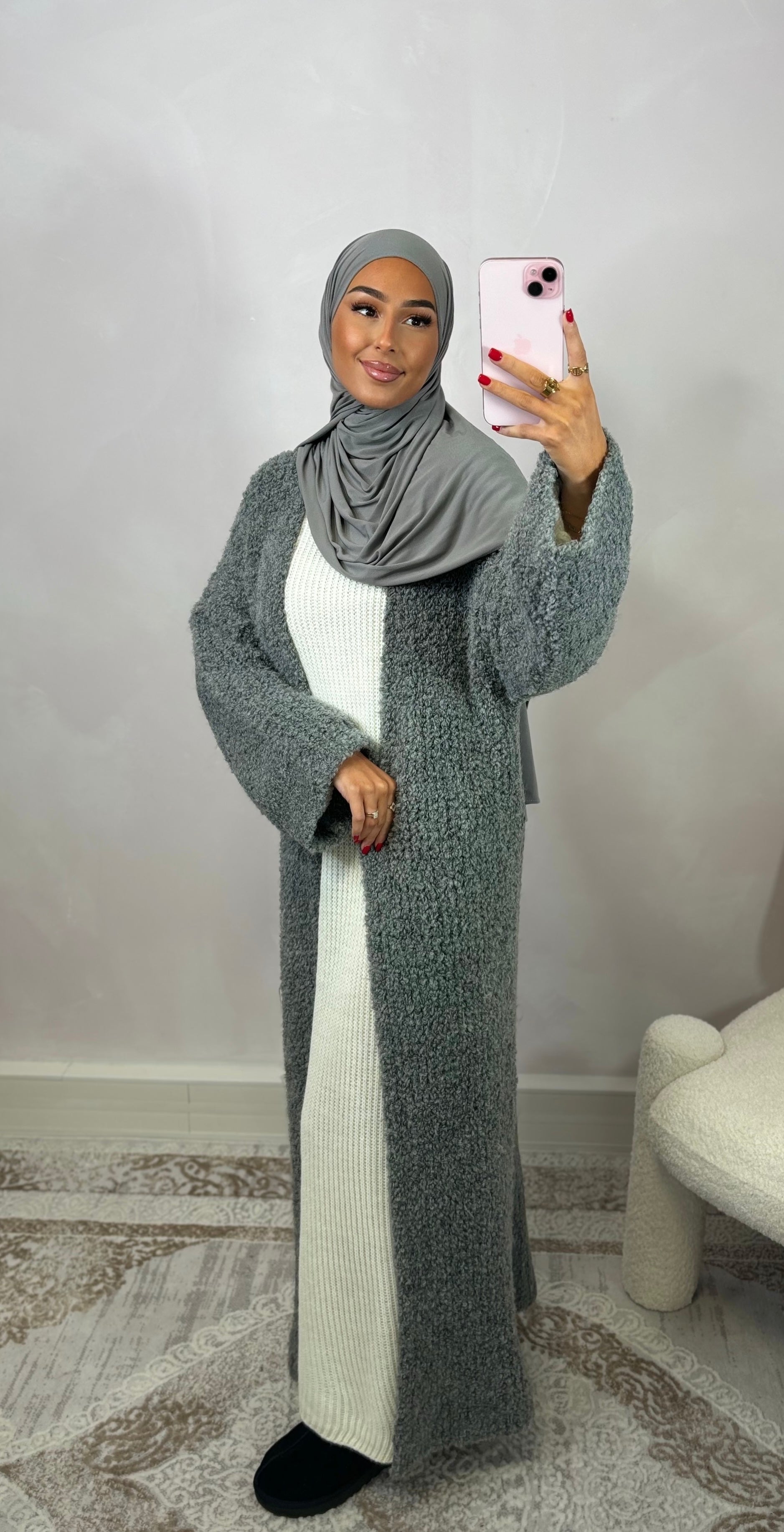Premium long cardigan - gray