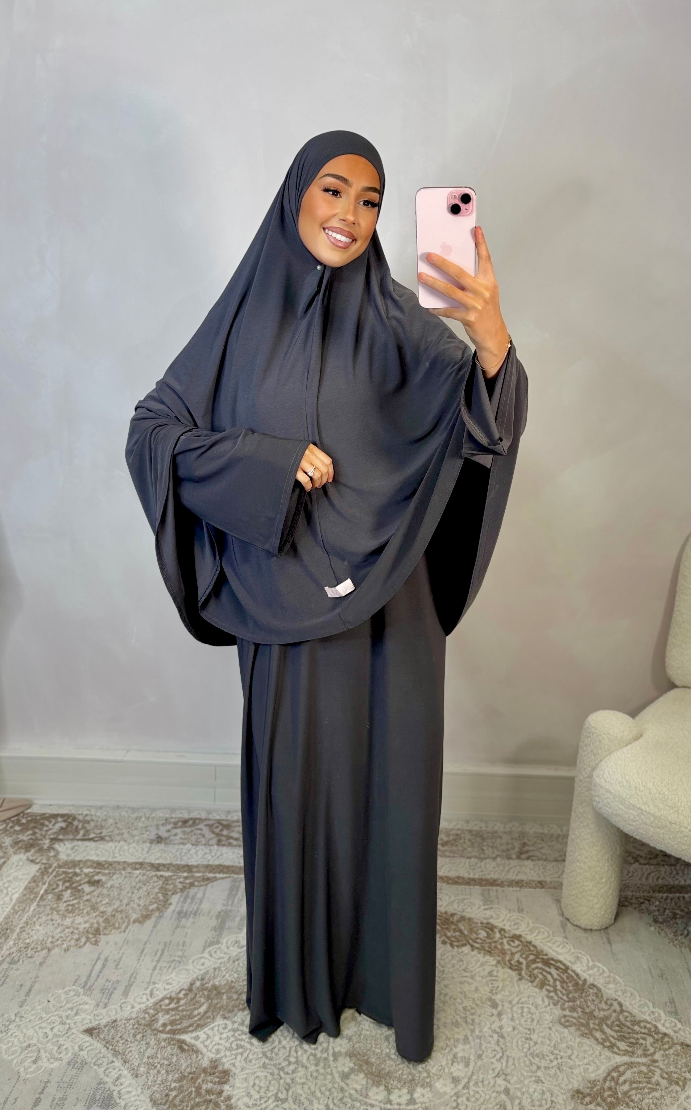 LIN'S B Premium Luxury Jersey Prayer Set - Anthracite Grey