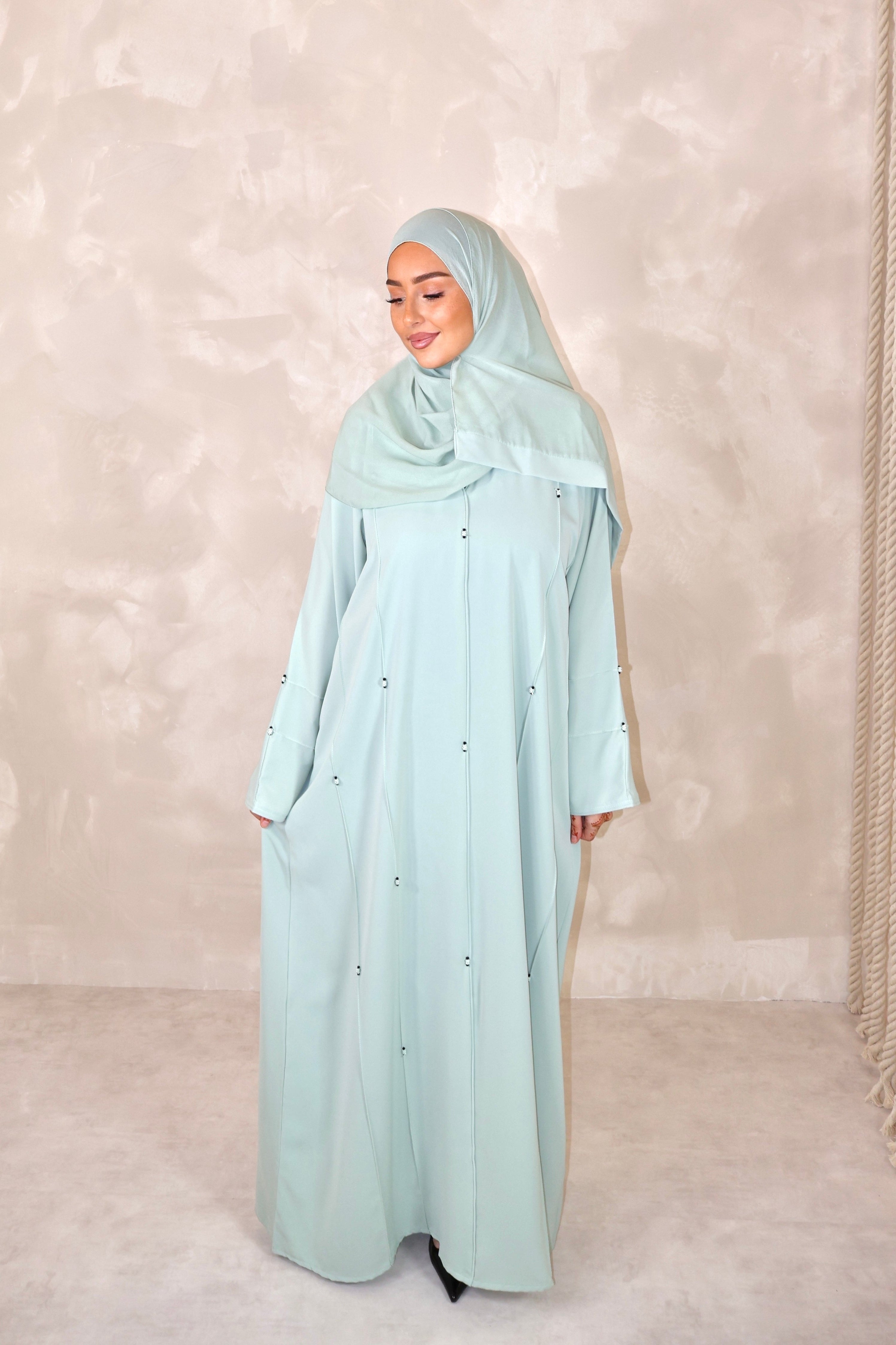 Abaya de Dubai (n109) - SAFIRA AQUA GREEN