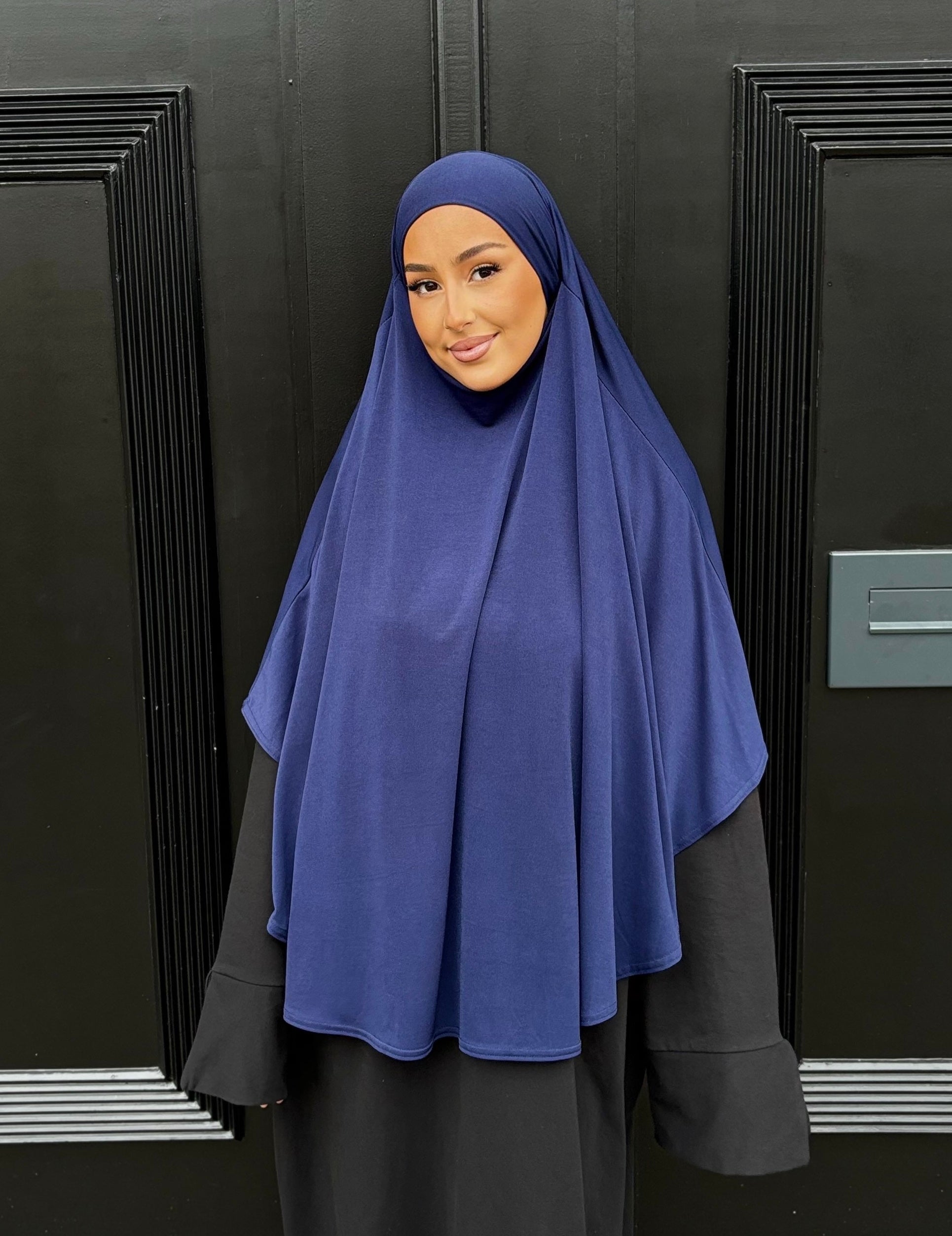 LIN'S B Luxury Premium Jersey Khimar - Midnight Blue