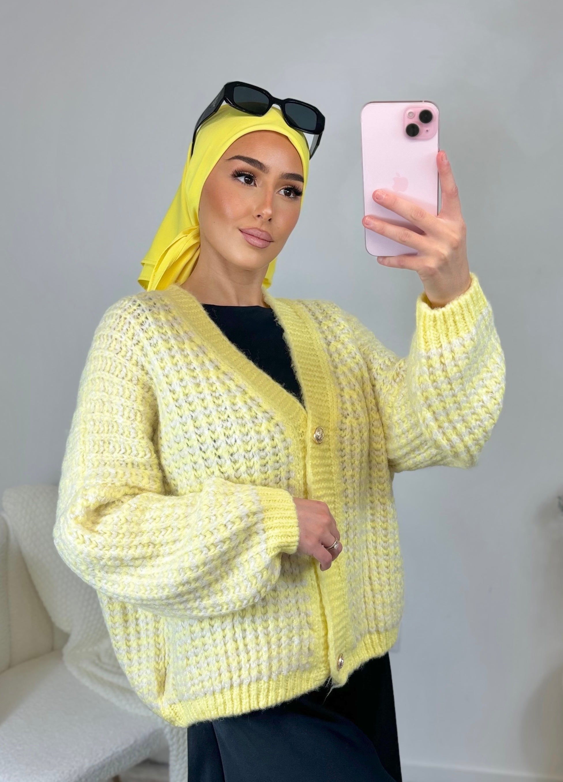 Cardigan coat - chick yellow