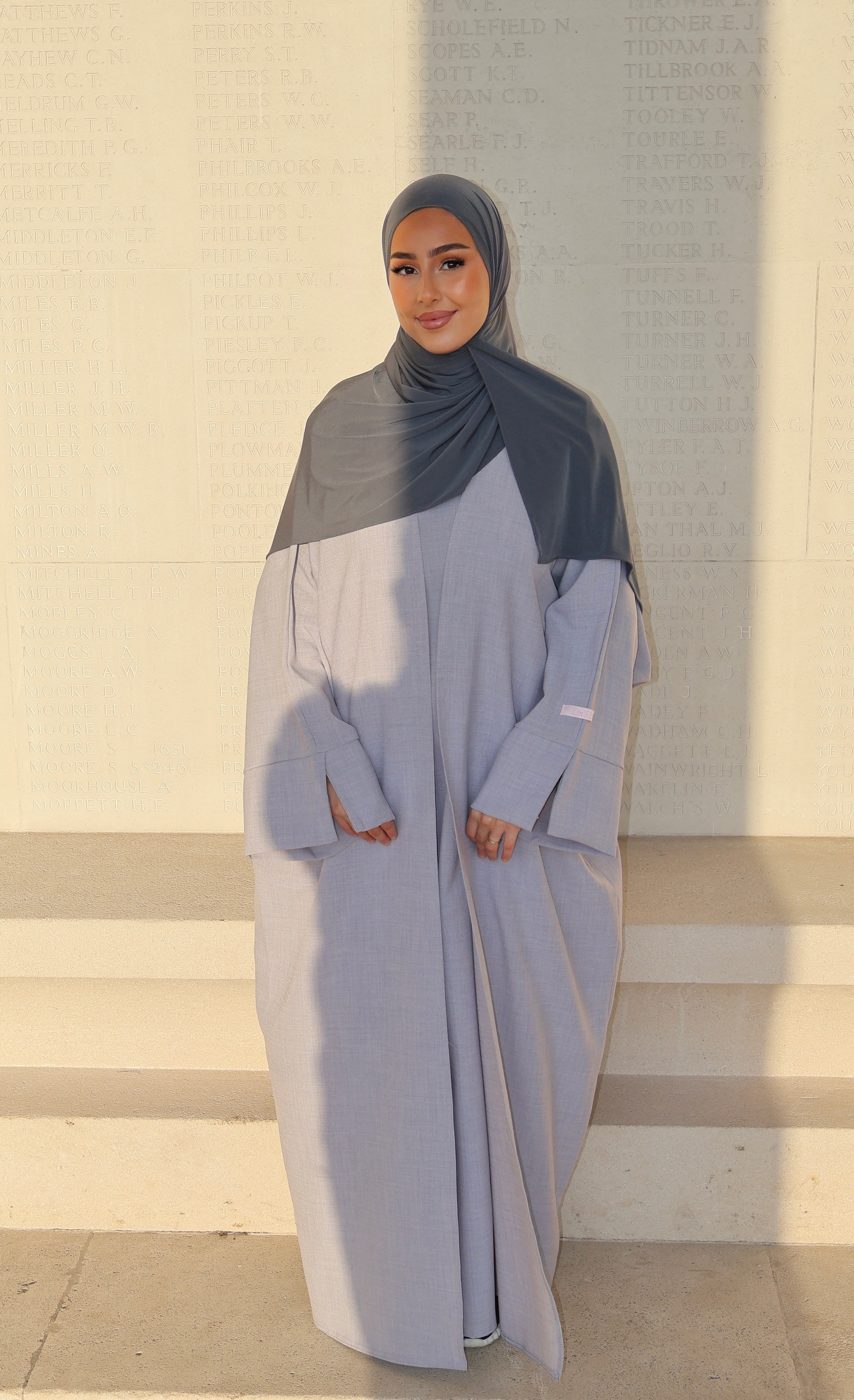 Linen set under abaya + kimono LIN'S B baby gray