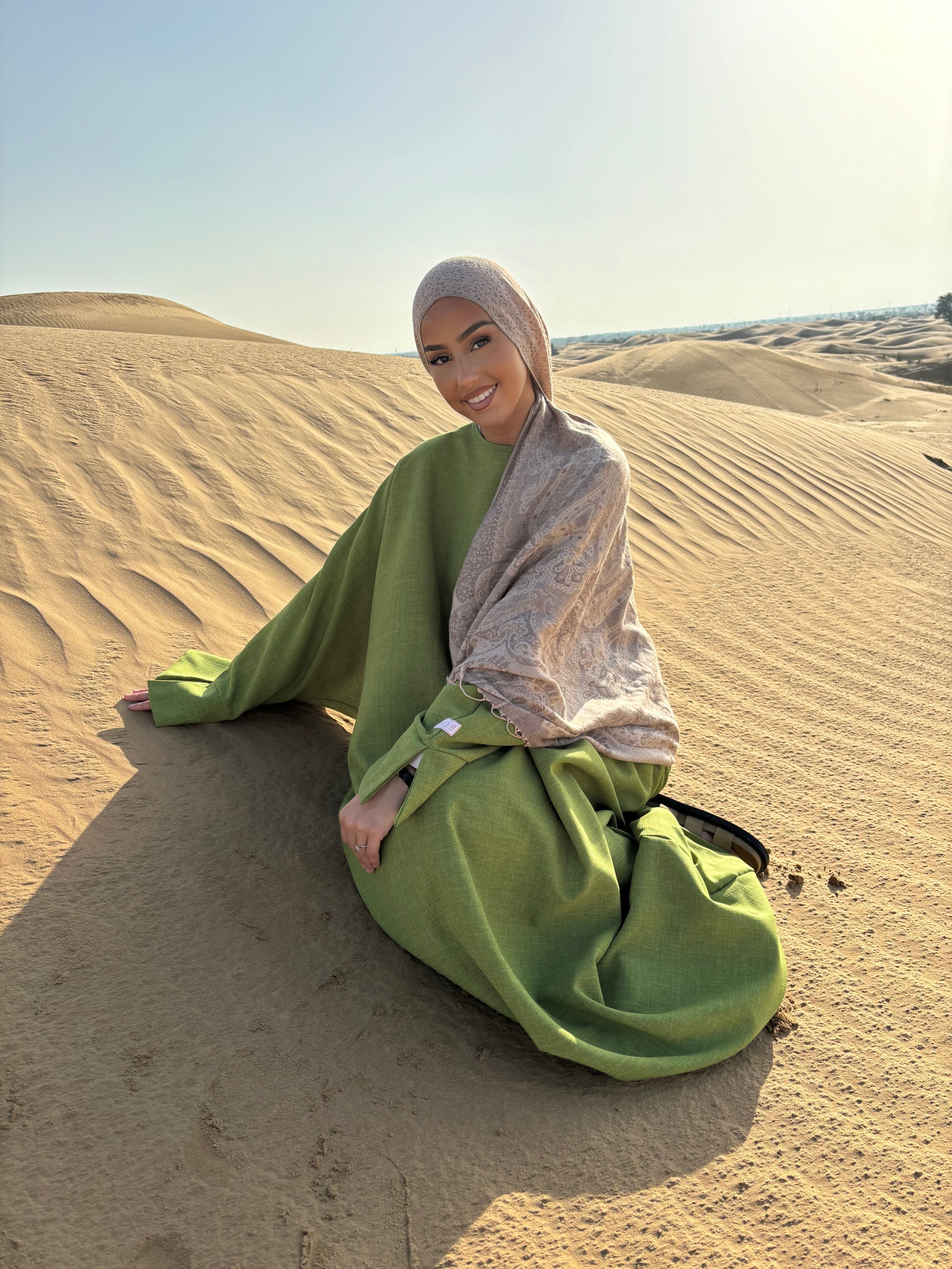 Linen abaya LIN'S B - olive green