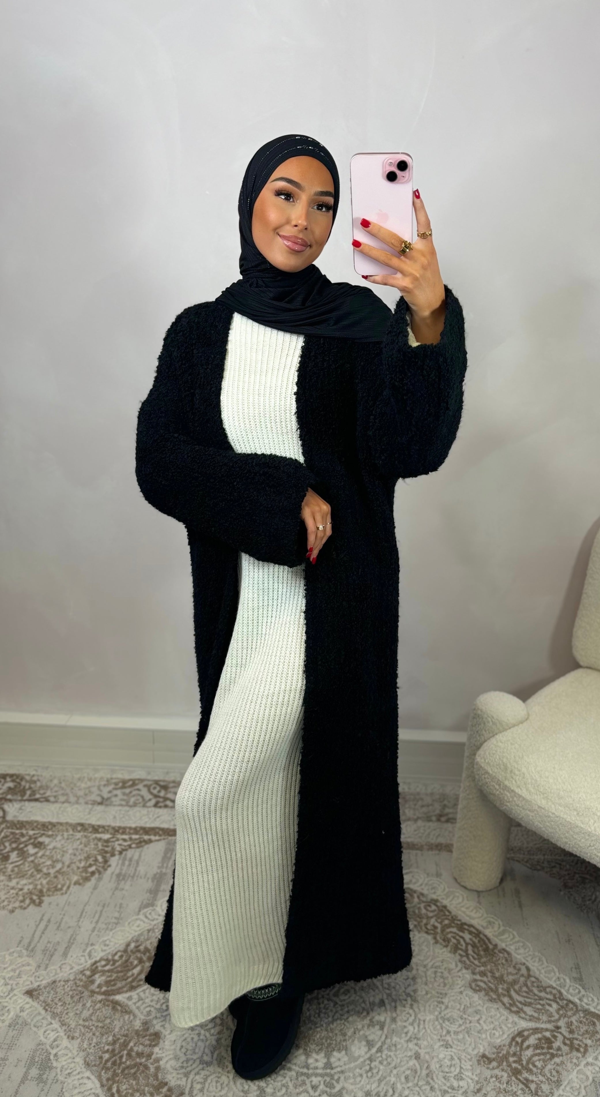 Premium Longcardigan - schwarz
