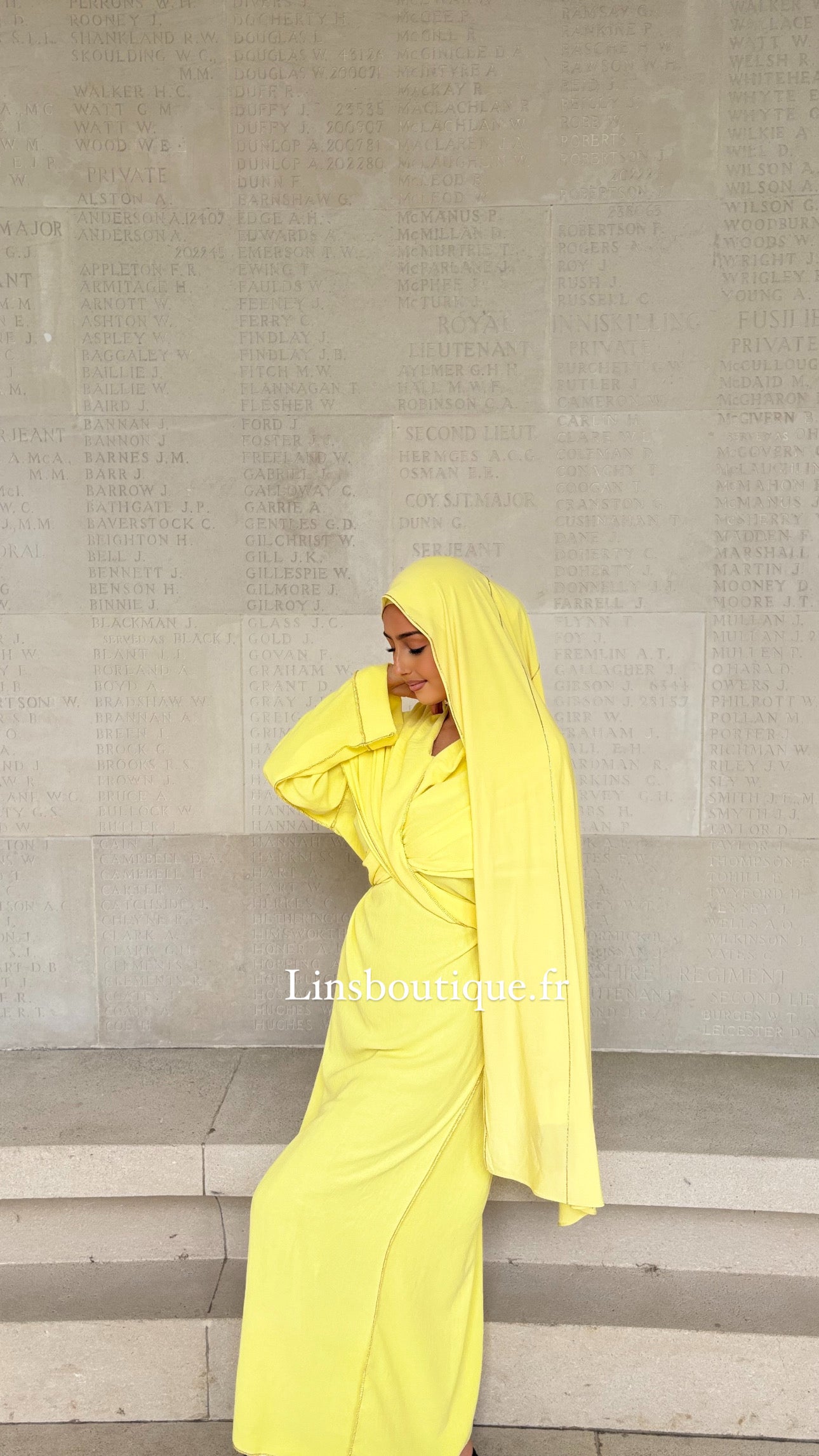 Abaya with integrated veil in Jazz - chick yellow