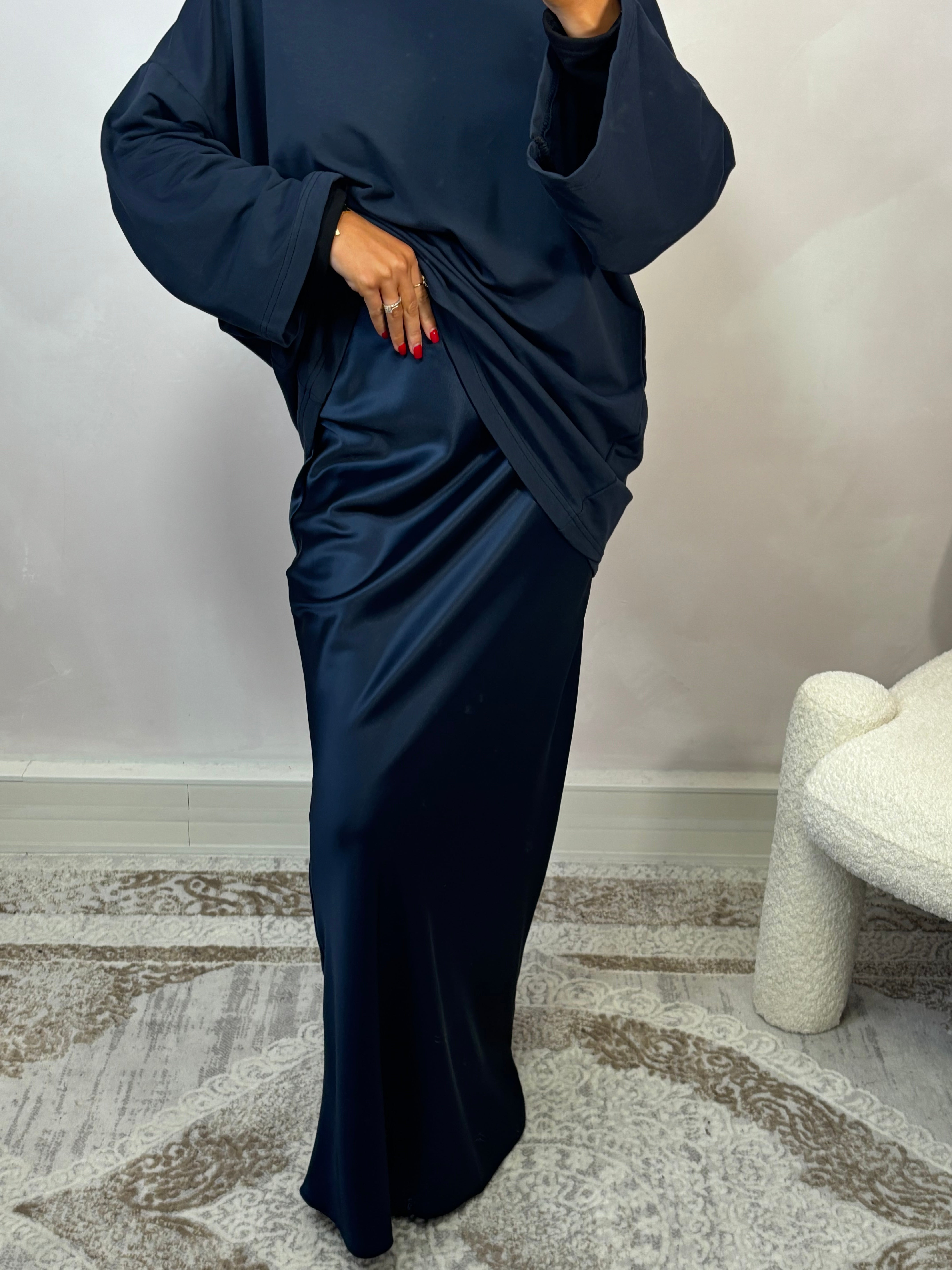 Premium satin maxi skirt - midnight blue