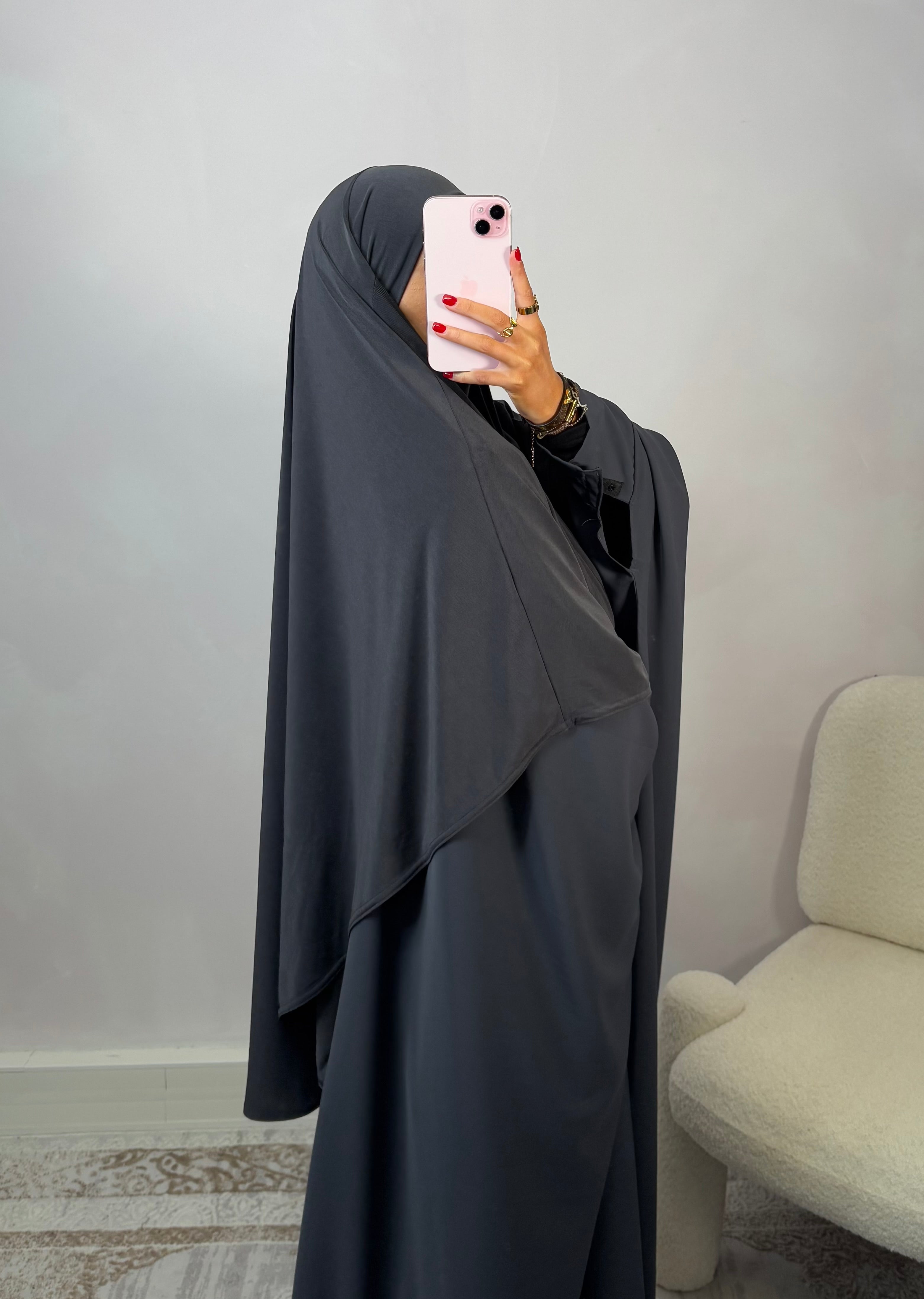 Khimar in luxury premium jersey LIN'S B - anthracite gray