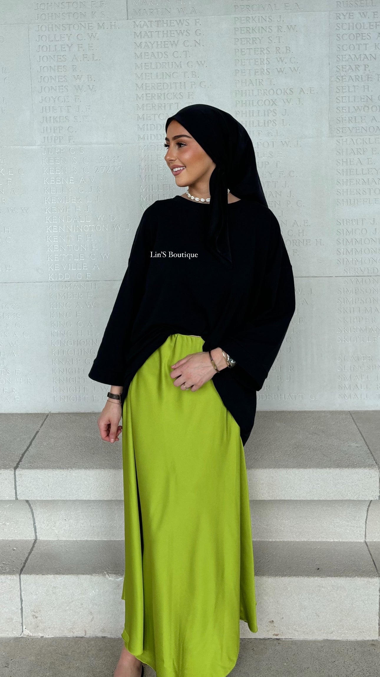 Satin Skirt - olive green