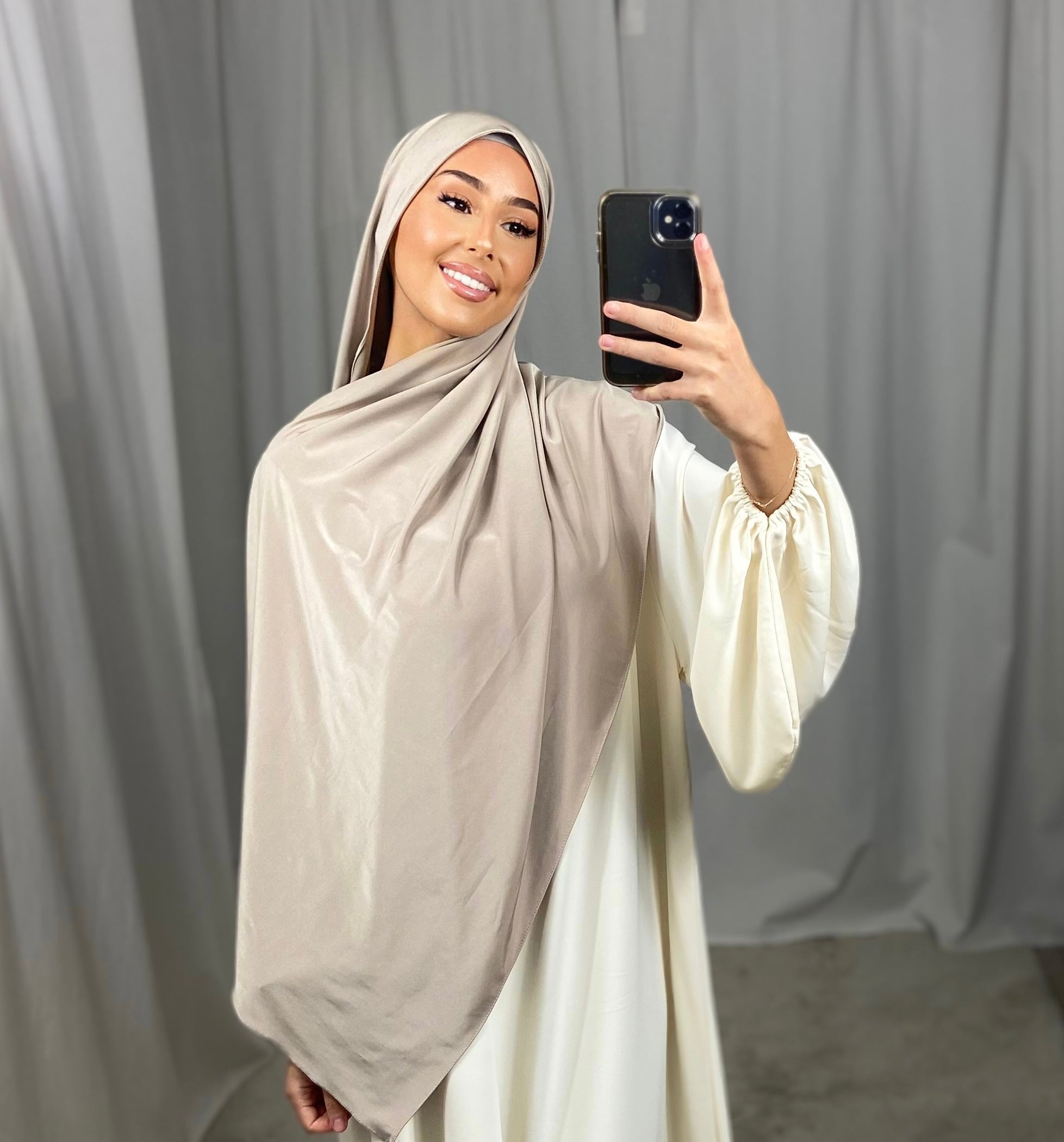 Jersey premium de luxe satiné - TAUPE CLAIR