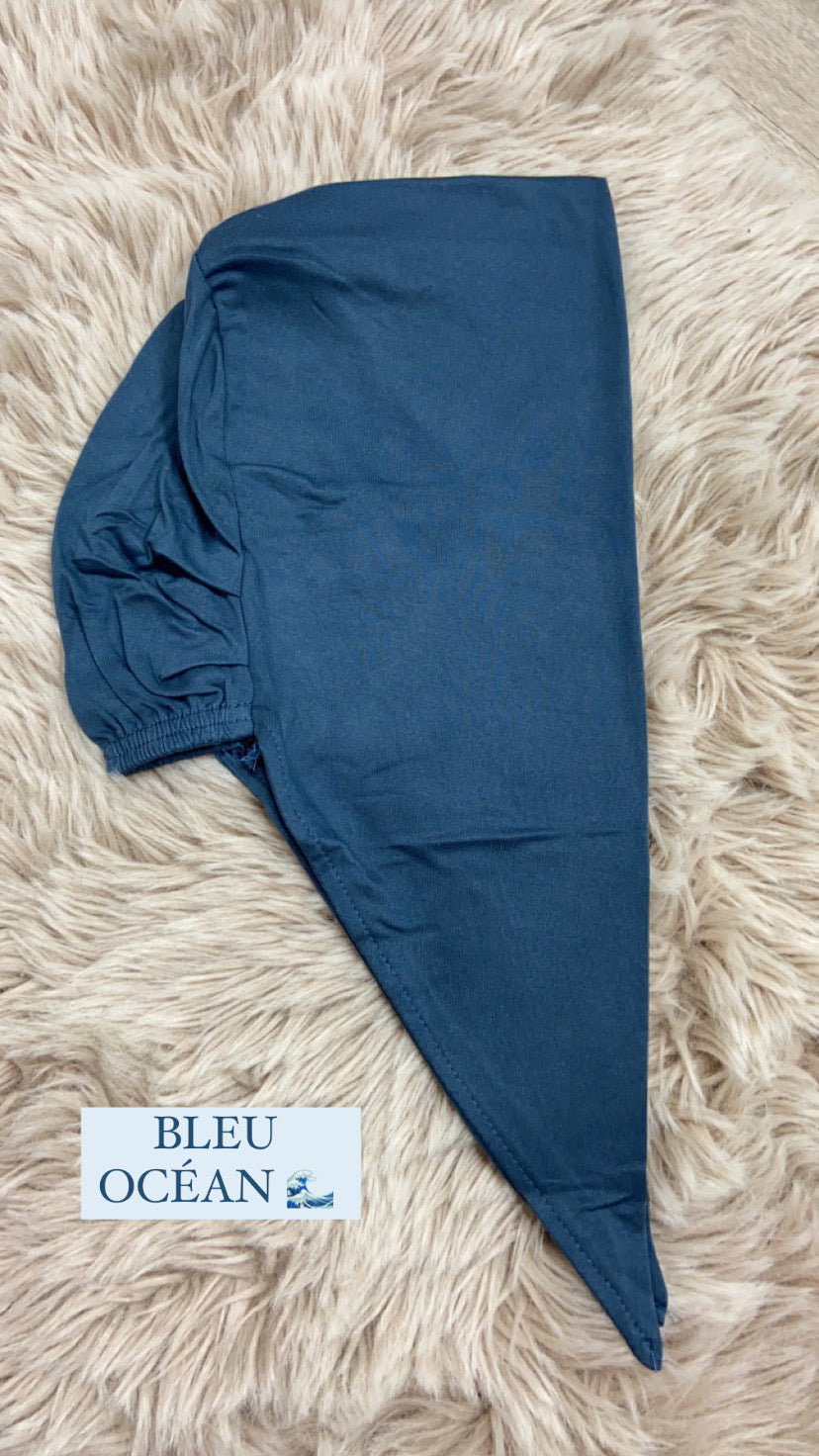 Ocean blue tie-up hat