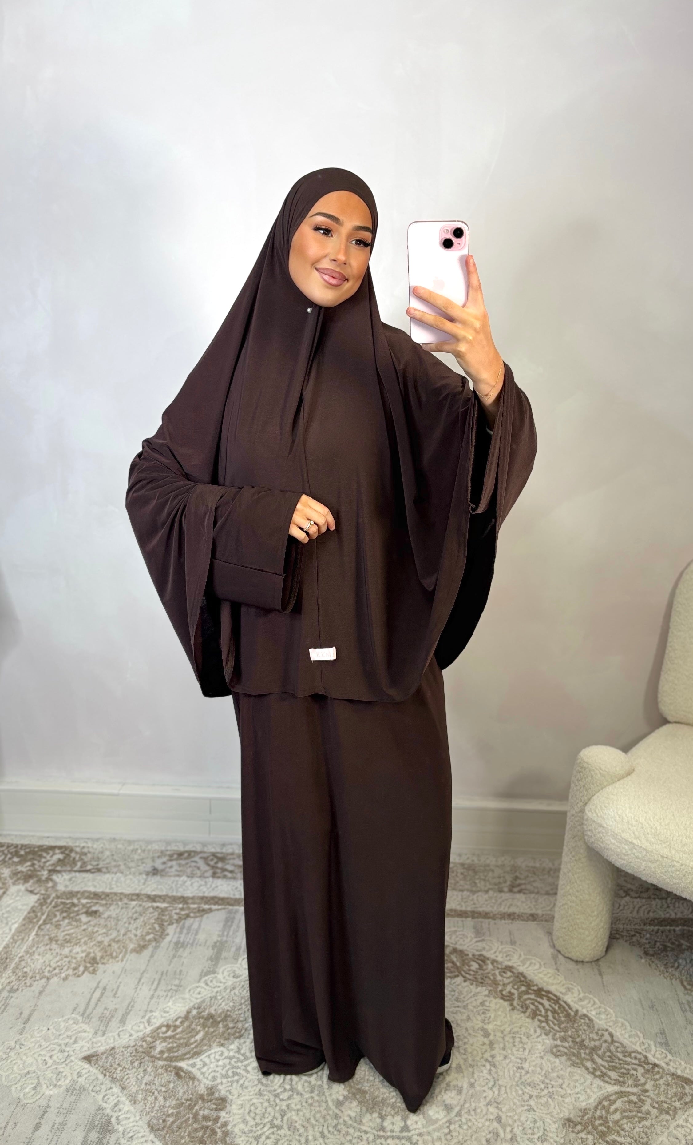 LIN'S B Luxury Premium Jersey Prayer Set - Dark Brown