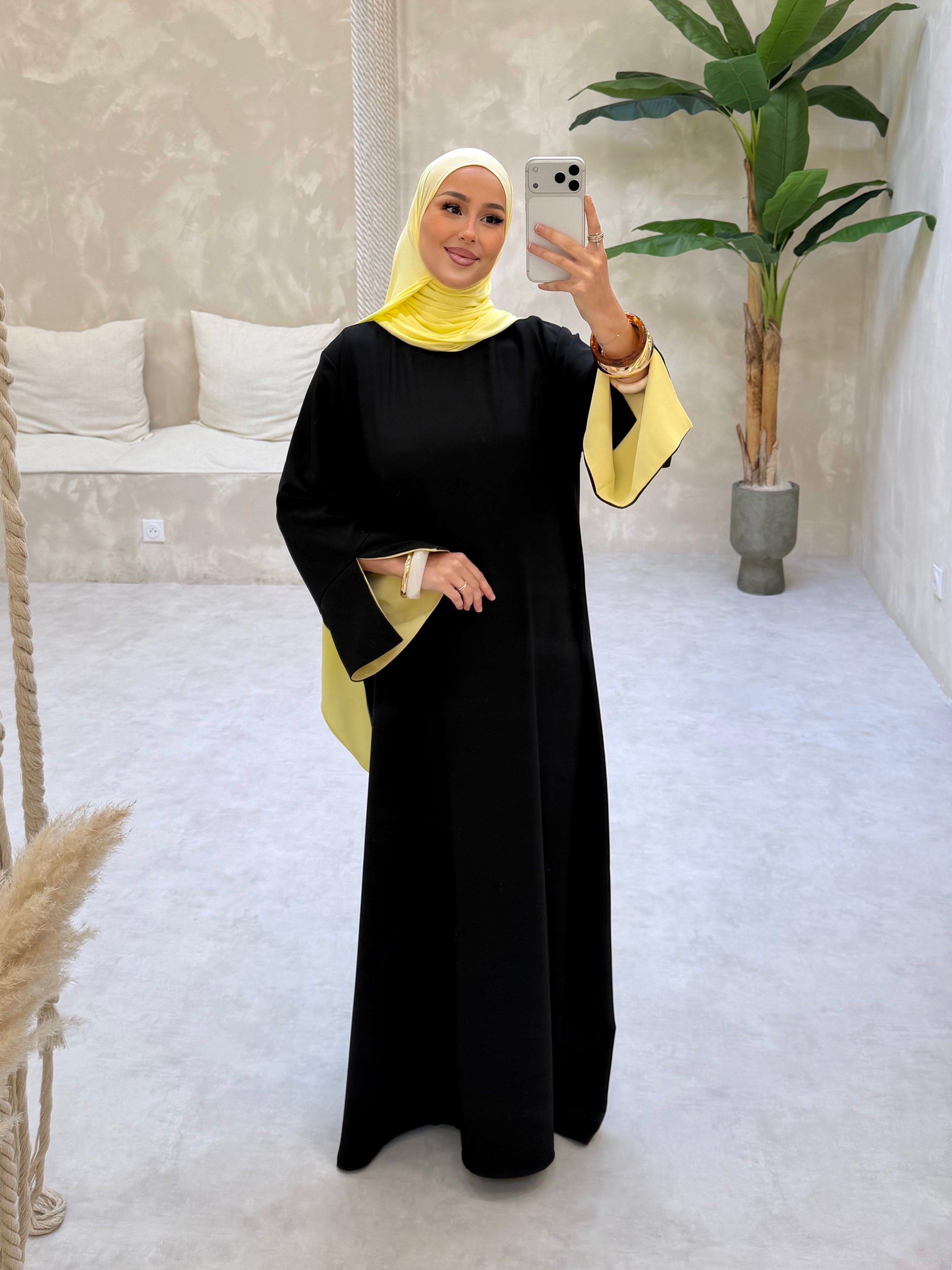 ABAYA QAMAR - jaune pastel
