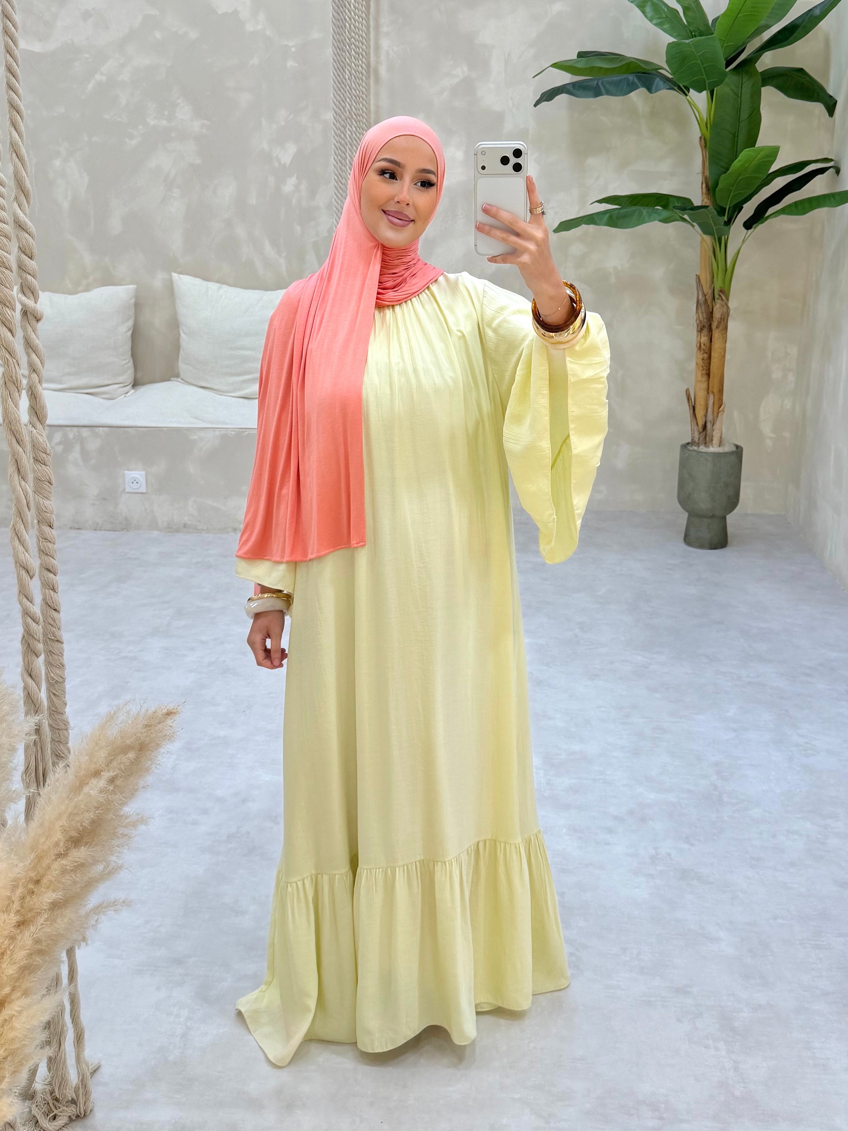ROBE BOHÈME - jaune pastel